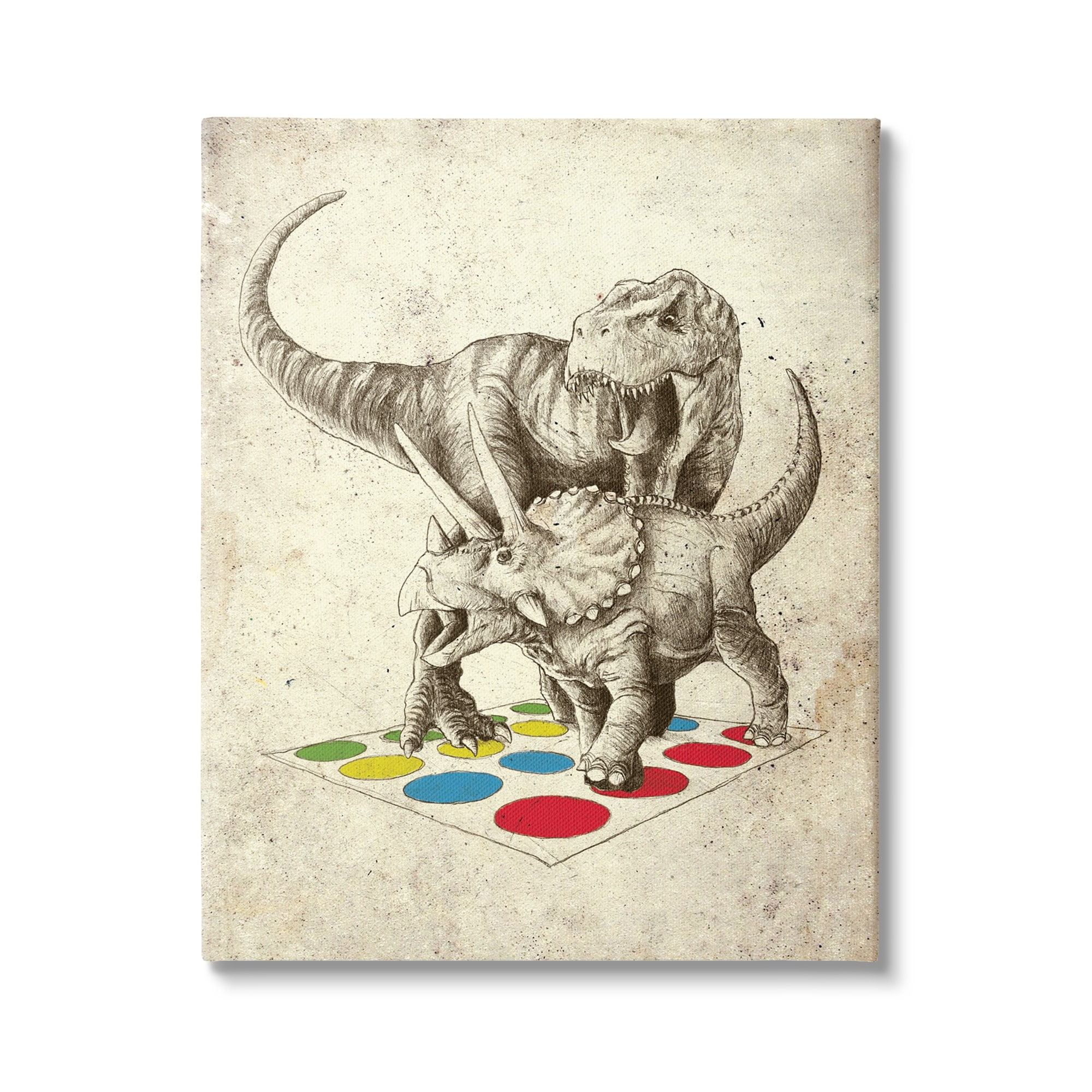 Stupell Industries Humorous Dinosaurs Playing Quirky Game Vintage Effect Canvas Wall Art, 16 x 20, Design by Arrolynn Weiderhold