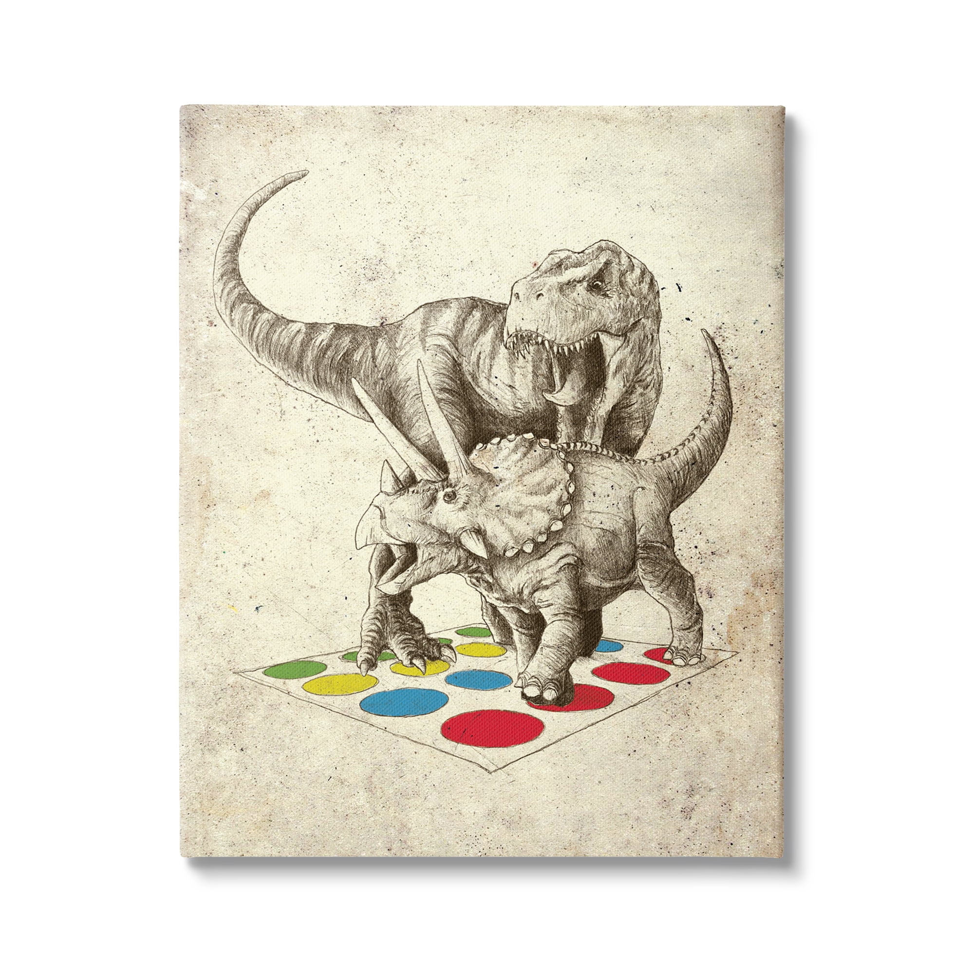 Stupell Industries Humorous Dinosaurs Playing Quirky Game Vintage Effect Canvas Wall Art, 30 x 40, Design by Arrolynn Weiderhold