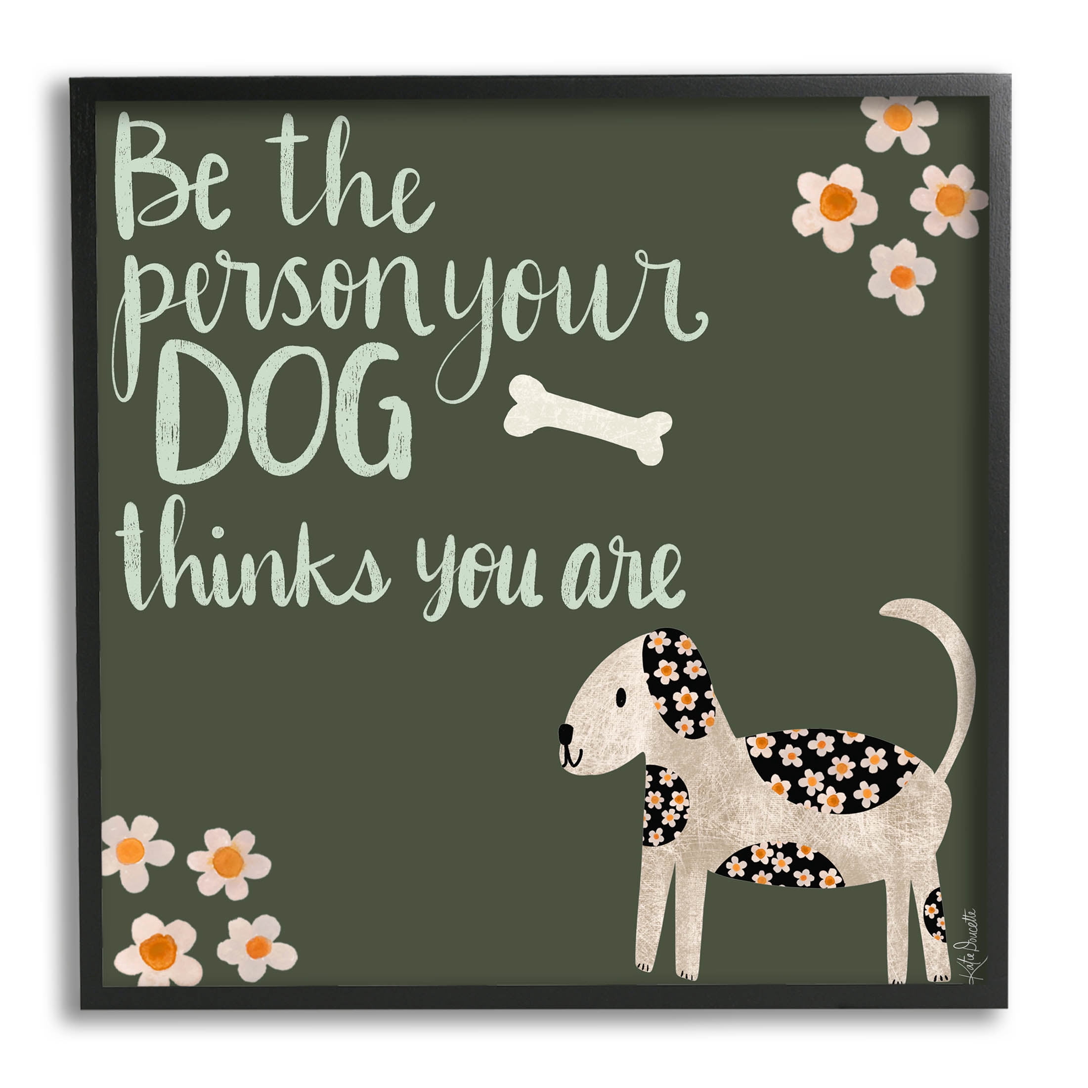 Stupell Industries Humorous Dog Owner Quote Daisy Design Graphic Art Black Framed Art Print Wall Art, Design by Katie Doucette