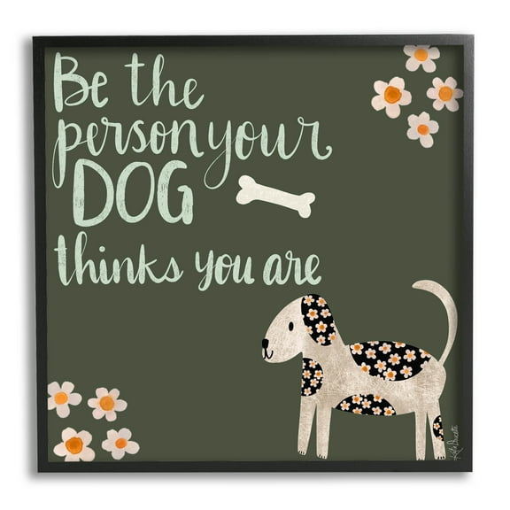 Stupell Industries Humorous Dog Owner Quote Daisy Design Graphic Art Black Framed Art Print Wall Art, Design by Katie Doucette