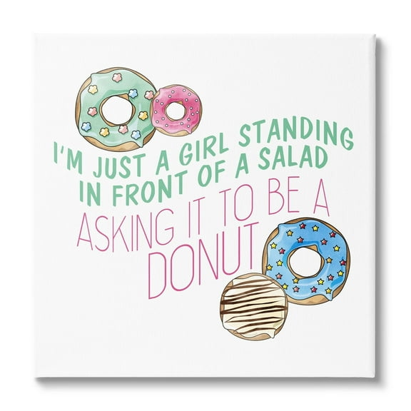Stupell Industries Humorous Donut Girl Quote Pastel Typography, 24 x 24, Design by Kim Allen