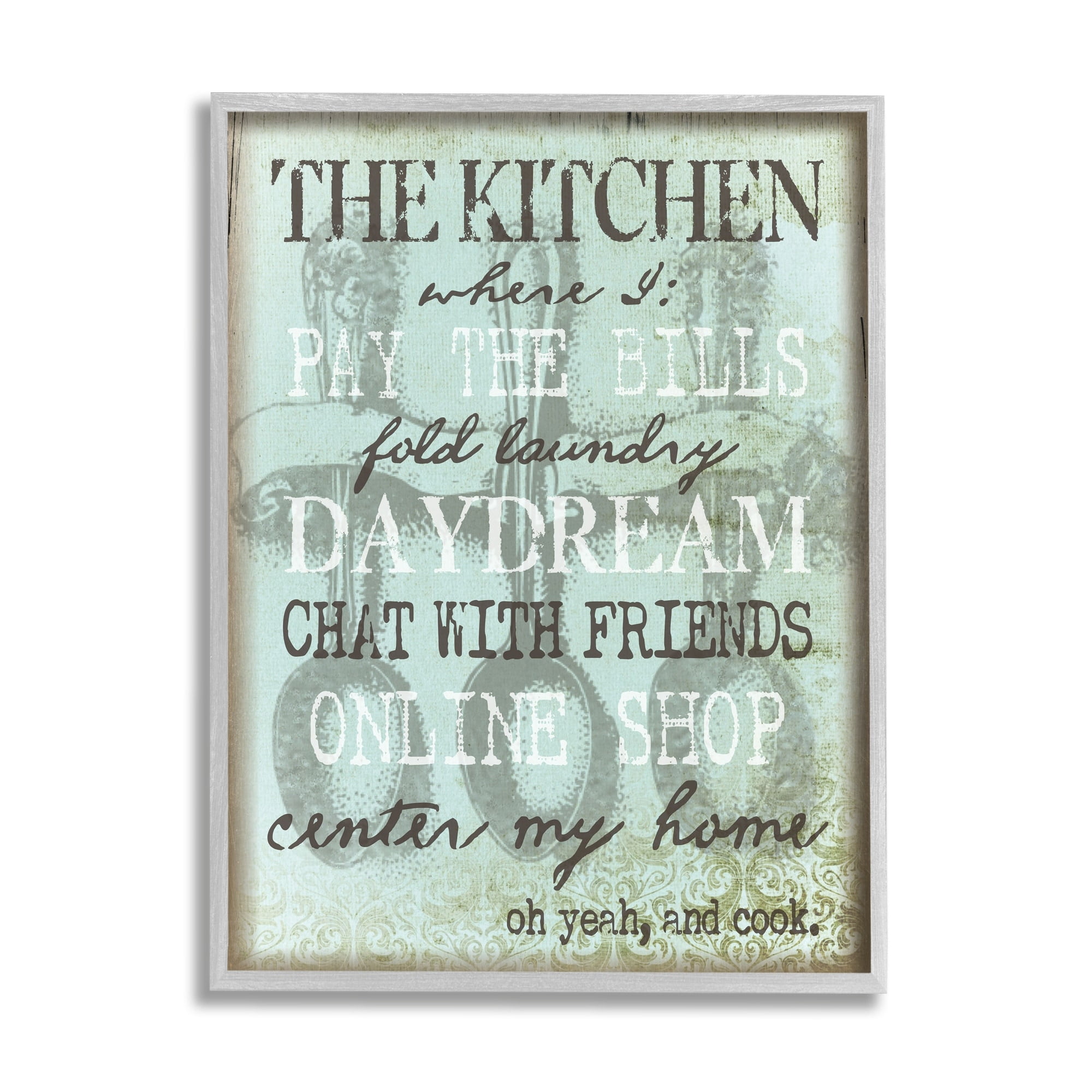 Stupell Industries Humorous Kitchen List Sign Vintage Weathered Style Graphic Art Gray Framed Art Print Wall Art, Design by Graffitee Studios