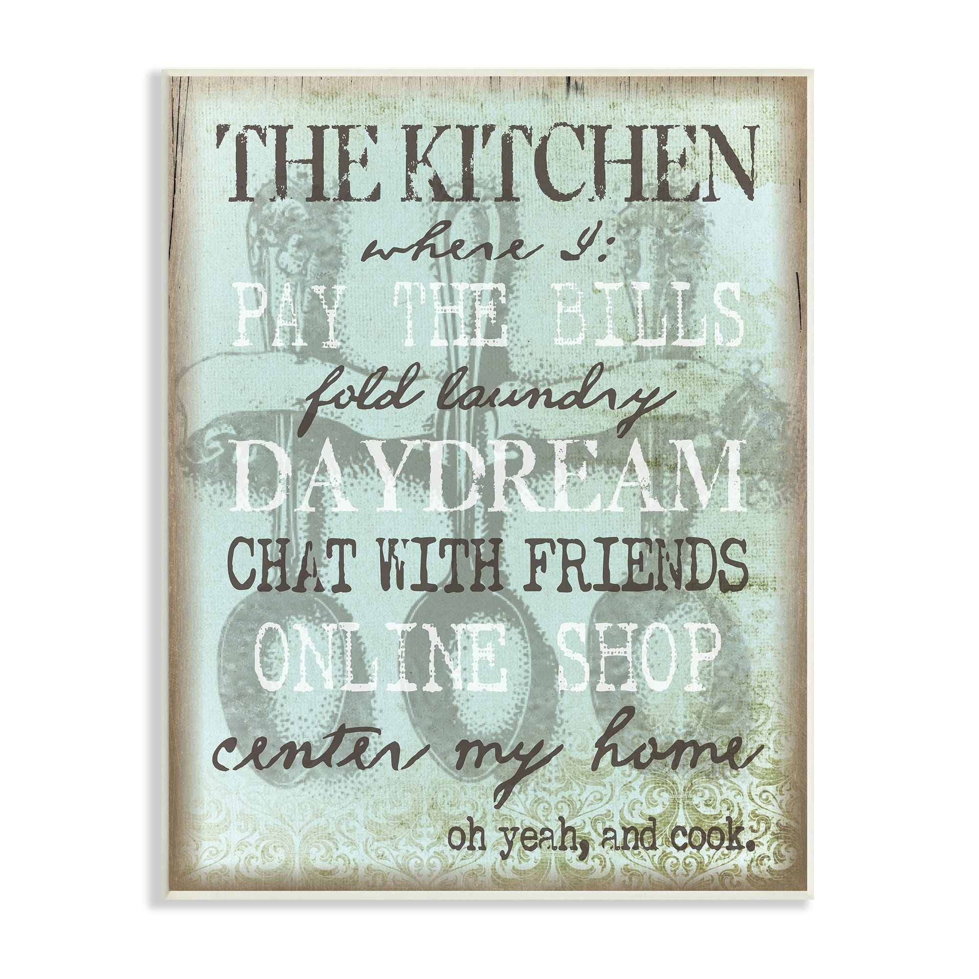 Stupell Industries Humorous Kitchen List Sign Vintage Weathered Style Graphic Art Unframed Art Print Wall Art, Design by Graffitee Studios