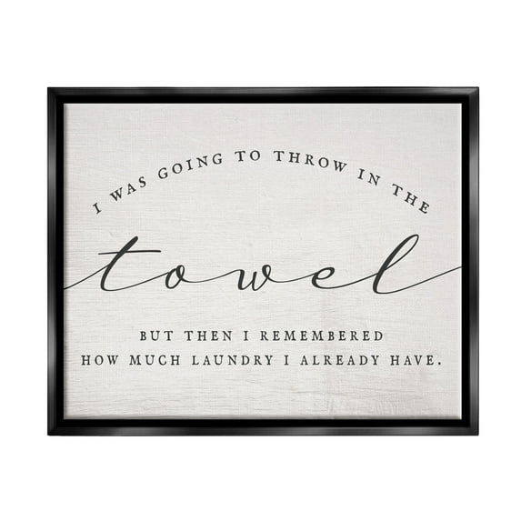 Stupell Industries Humorous Laundry Script Text Sign Grainy Pattern Graphic Art Jet Black Floating Framed Canvas Print Wall Art, Design by Daphne Polselli