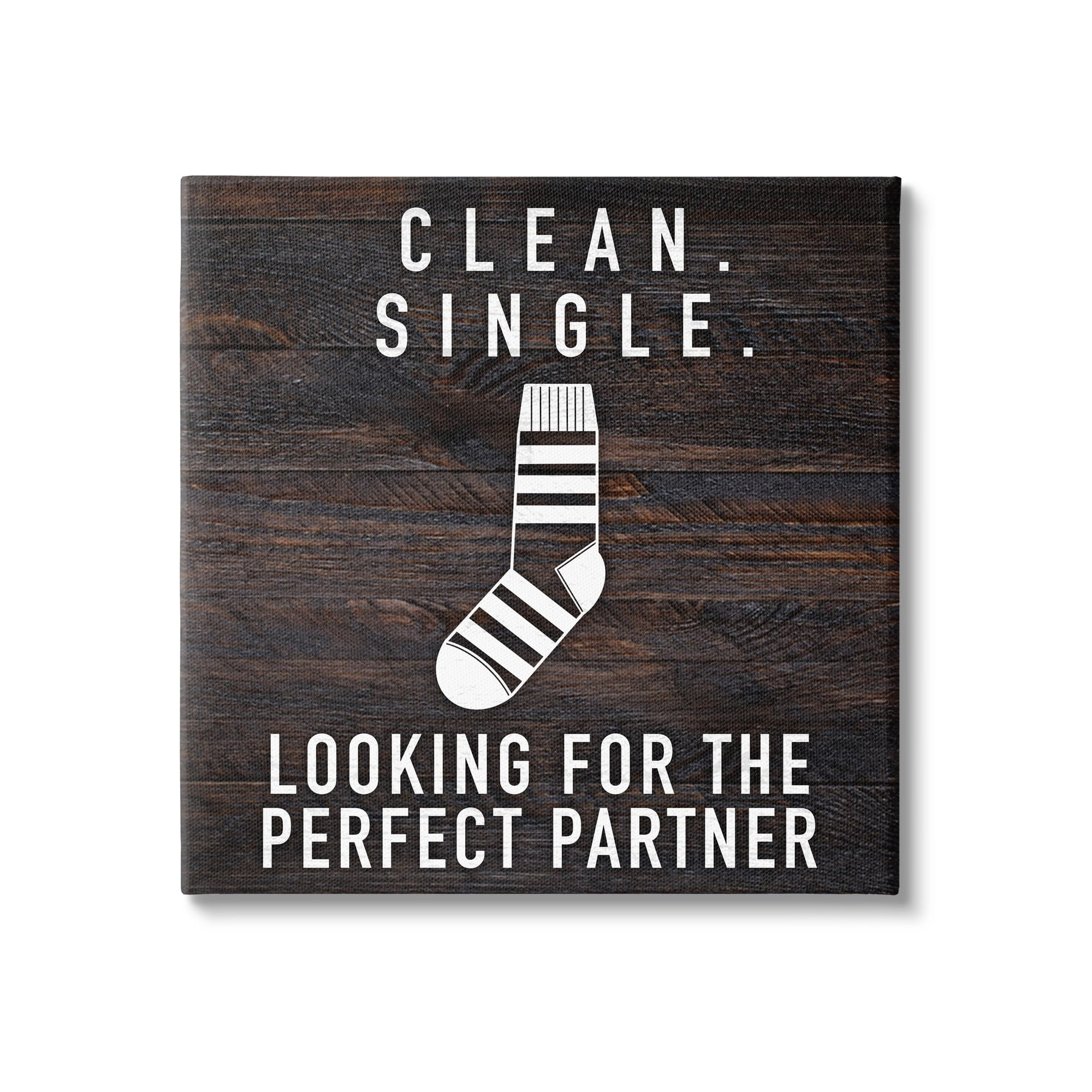 Stupell Industries Humorous Single Sock Laundry Sign Grain Pattern Canvas Wall Art, 24 x 24, Design by Marcus Prime