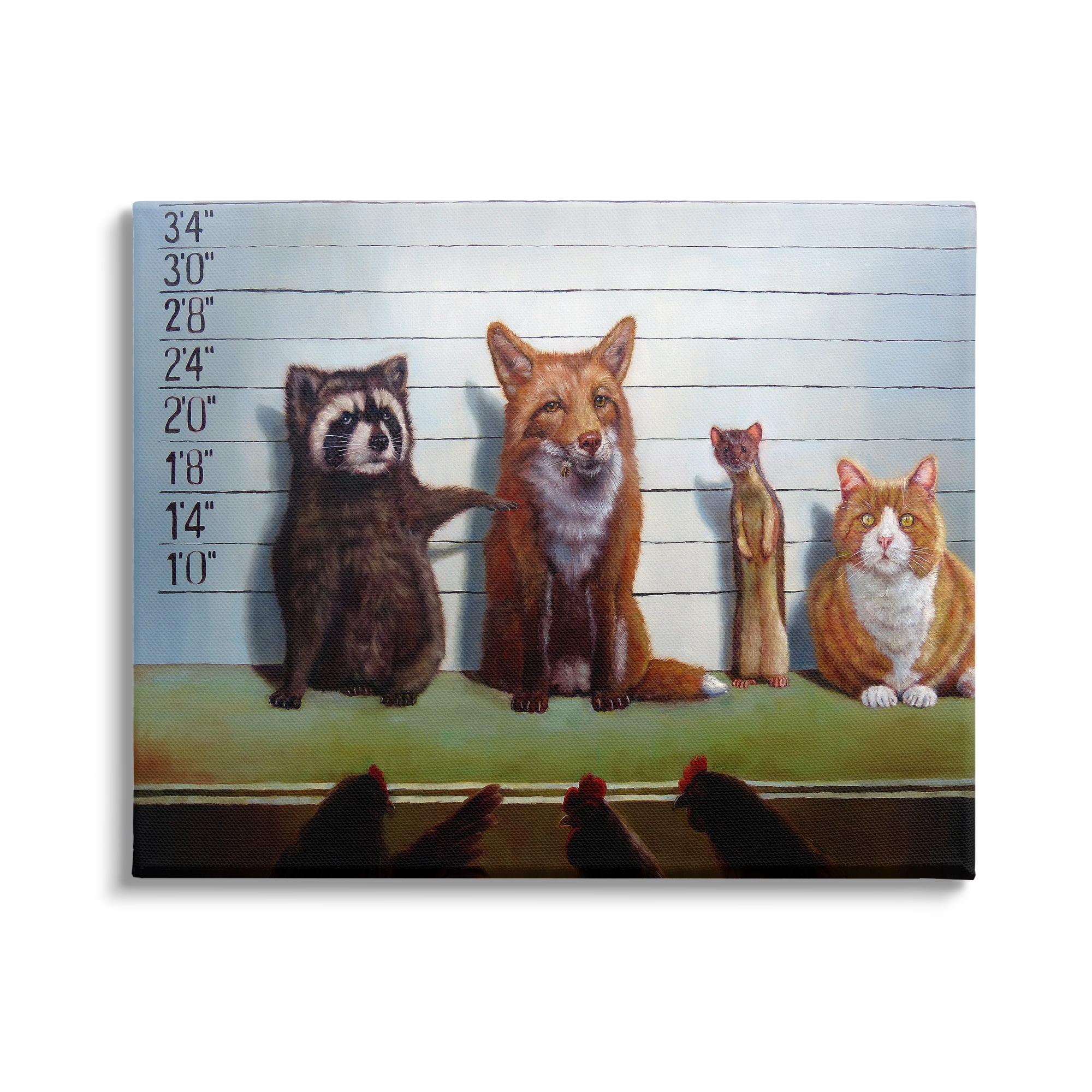 Stupell Industries Humorous Wildlife Farm Animals Interrogation Lineup Canvas Wall Art, 20 x 16, Design by Lucia Heffernan