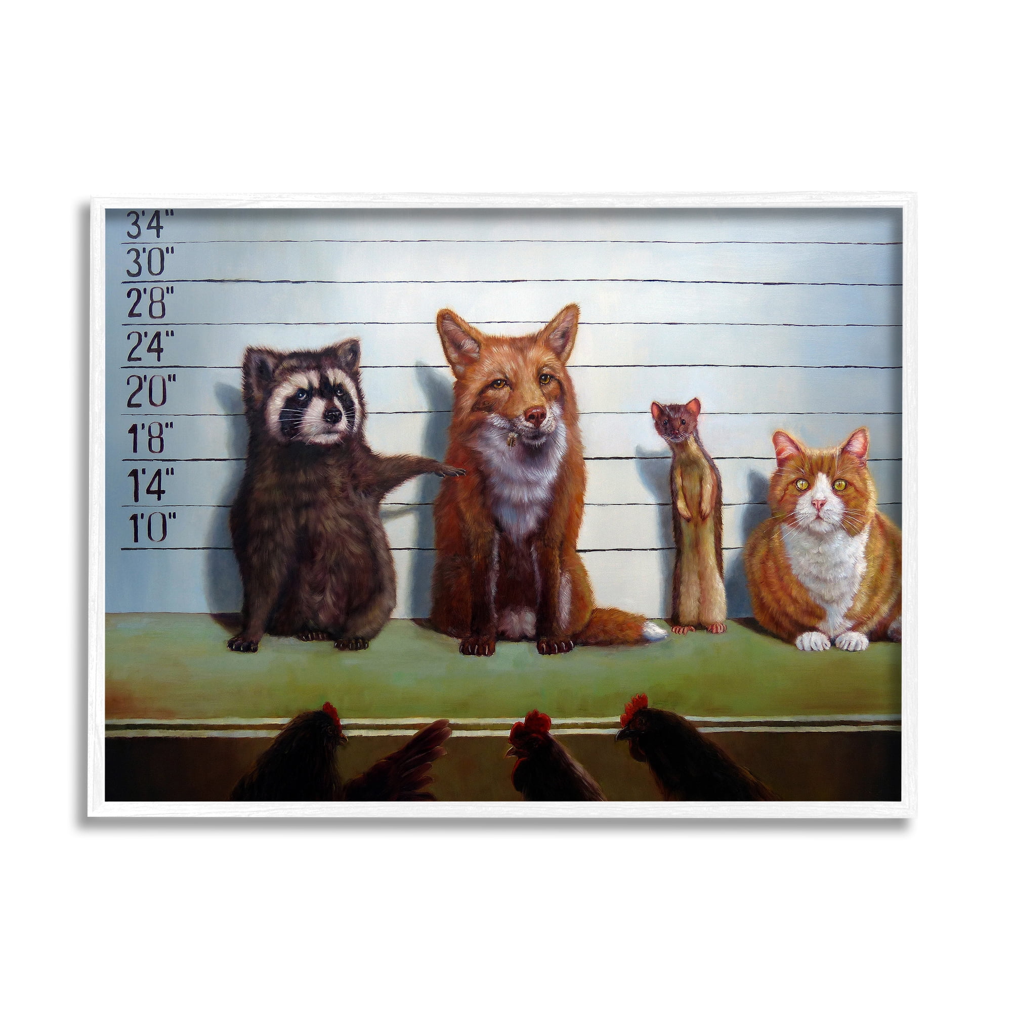 Stupell Industries Humorous Wildlife Farm Animals Interrogation Lineup Framed Wall Art, 20 x 16, Design by Lucia Heffernan