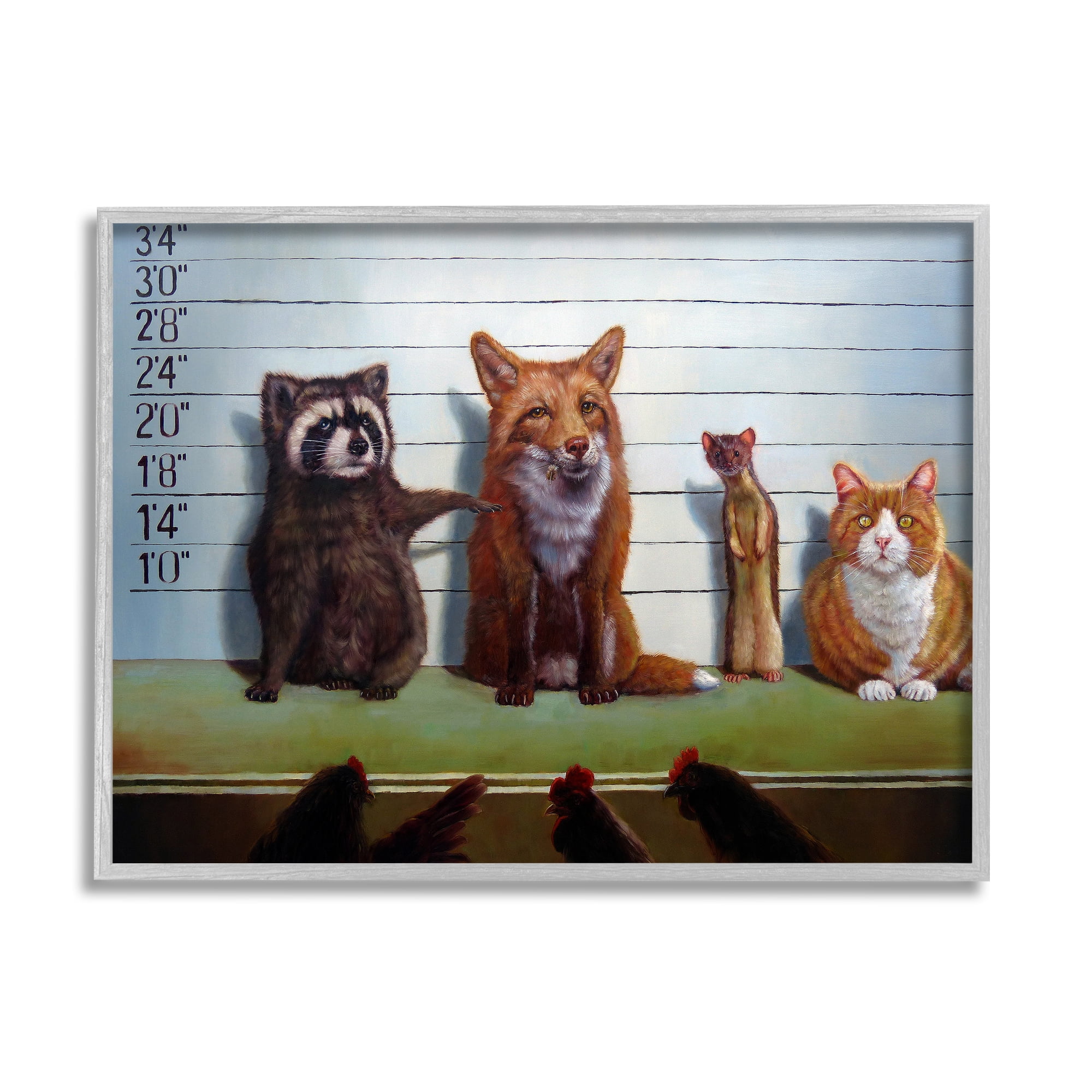 Stupell Industries Humorous Wildlife Farm Animals Interrogation Lineup Framed Wall Art, 20 x 16, Design by Lucia Heffernan