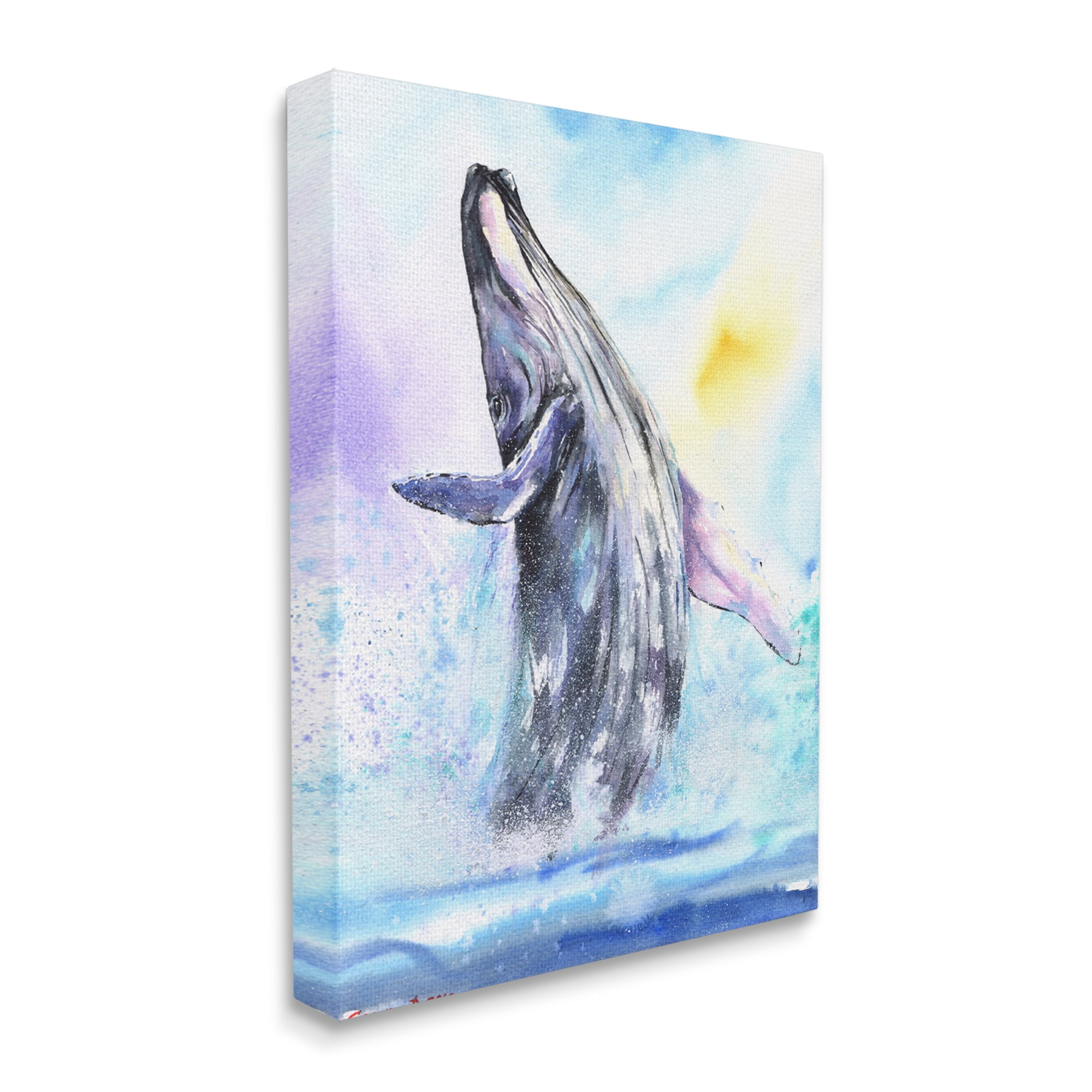 Stupell Industries Humpback Whale Ocean Jump Blue Water Canvas Wall Art, 24 x 30, Design by George Dyachenko
