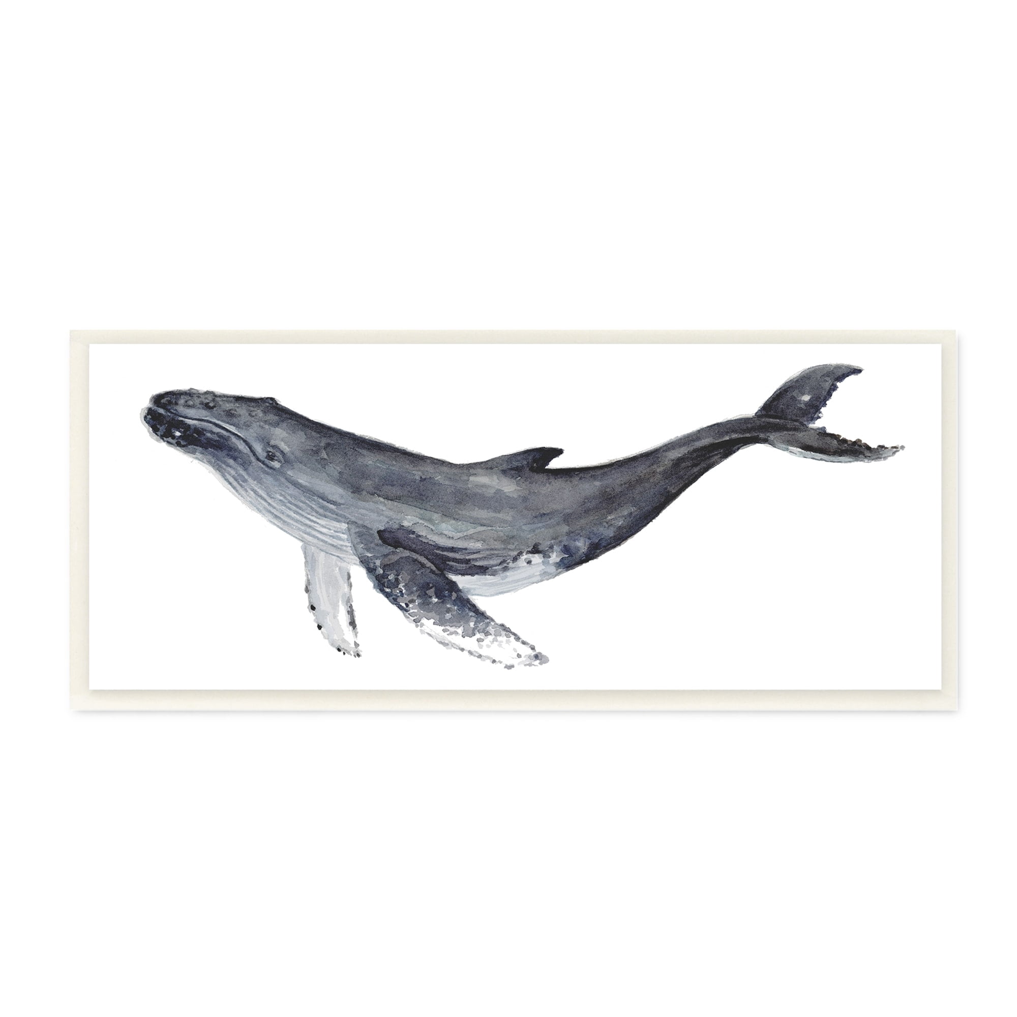 Stupell Industries Humpback Whale Watercolor Painting Aquatic Animal Portrait, 17 x 7,Design by Fox Hollow Studios