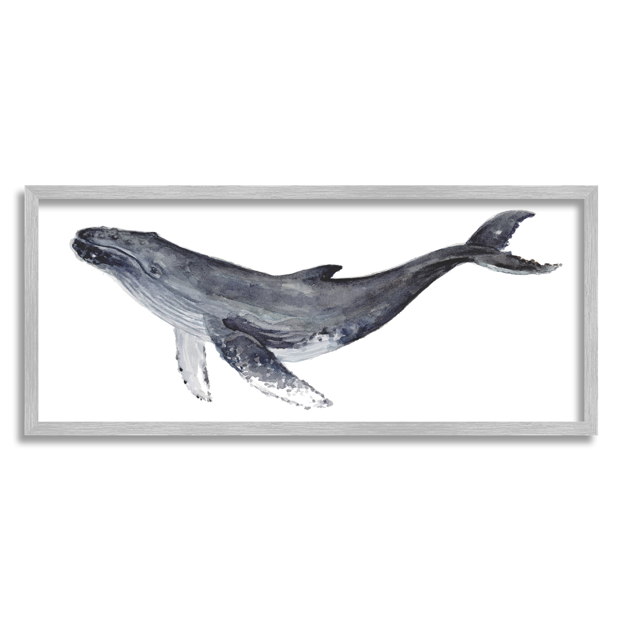 Stupell Industries Humpback Whale Watercolor Painting Aquatic Animal Portrait, 24 x 10,Design by Fox Hollow Studios