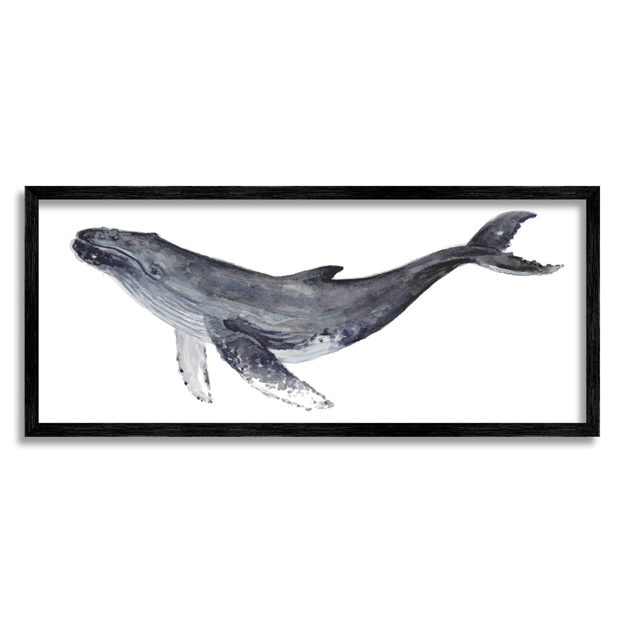 Stupell Industries Humpback Whale Watercolor Painting Aquatic Animal Portrait, 30 x 13,Design by Fox Hollow Studios