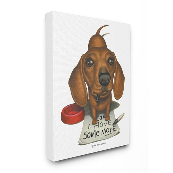 Stupell Industries Hungry Dog 'Can I Have Some More' Phrase Pet Humor Designed by Danny Gordan