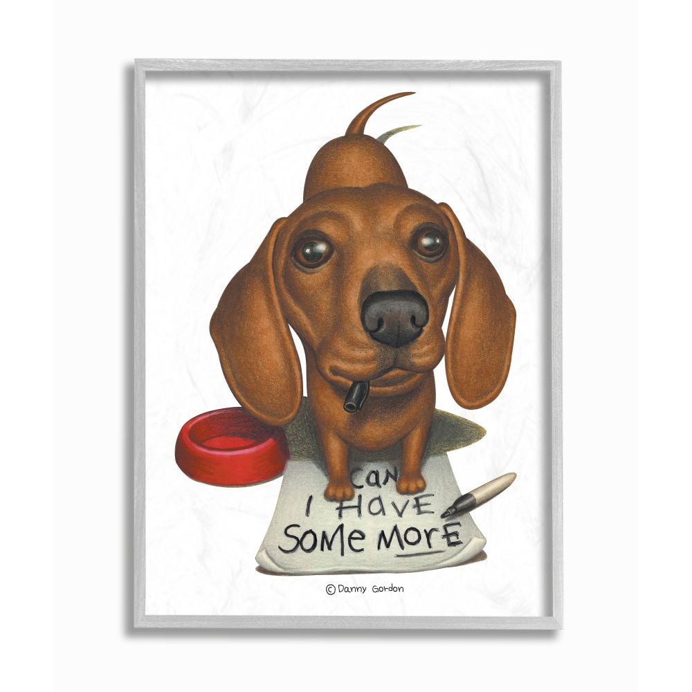 Stupell Industries Hungry Dog 'Can I Have Some More' Phrase Pet Humor Designed by Danny Gordan