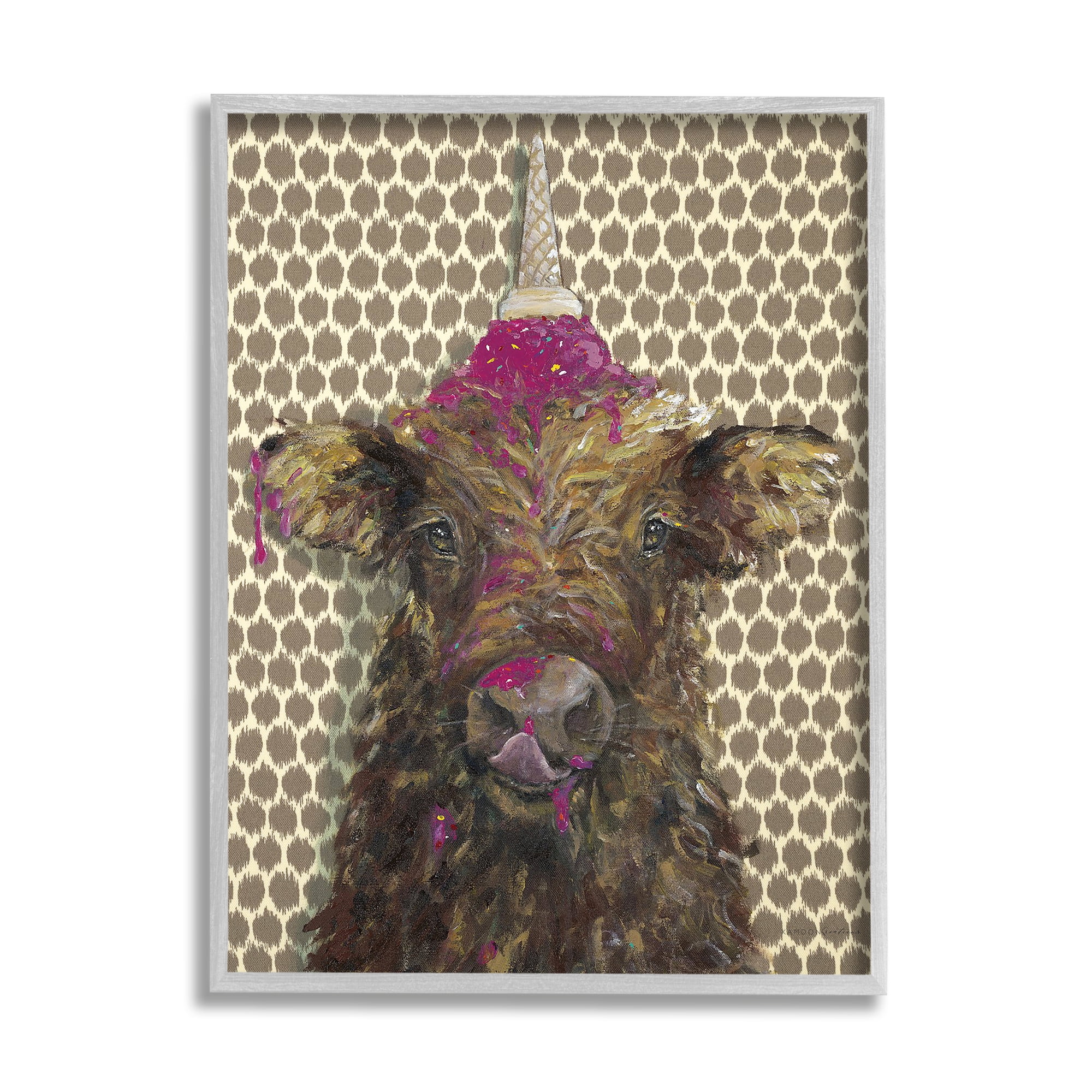 Stupell Industries Hungry Farm Cattle Melting Ice Cream Animal Pattern, 11 x 14, Design by Kamdon Kreations