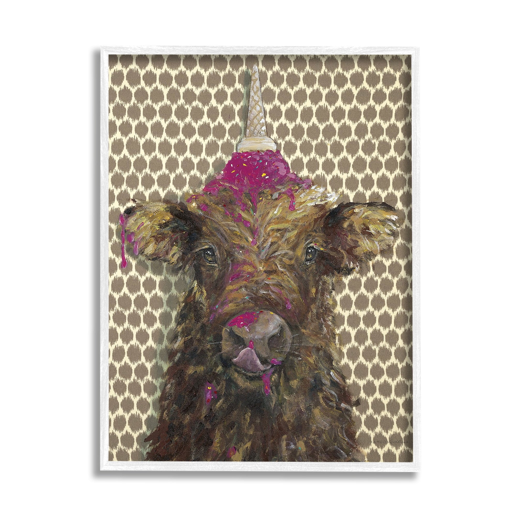Stupell Industries Hungry Farm Cattle Melting Ice Cream Animal Pattern, 16 x 20, Design by Kamdon Kreations