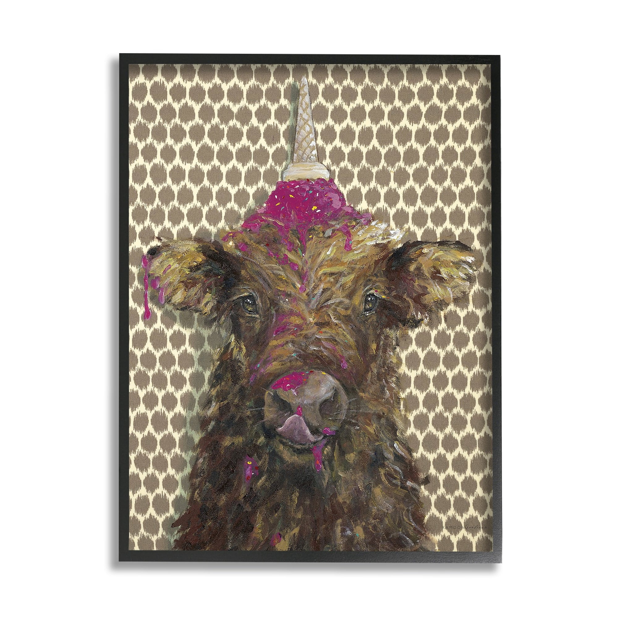 Stupell Industries Hungry Farm Cattle Melting Ice Cream Animal Pattern, 16 x 20, Design by Kamdon Kreations