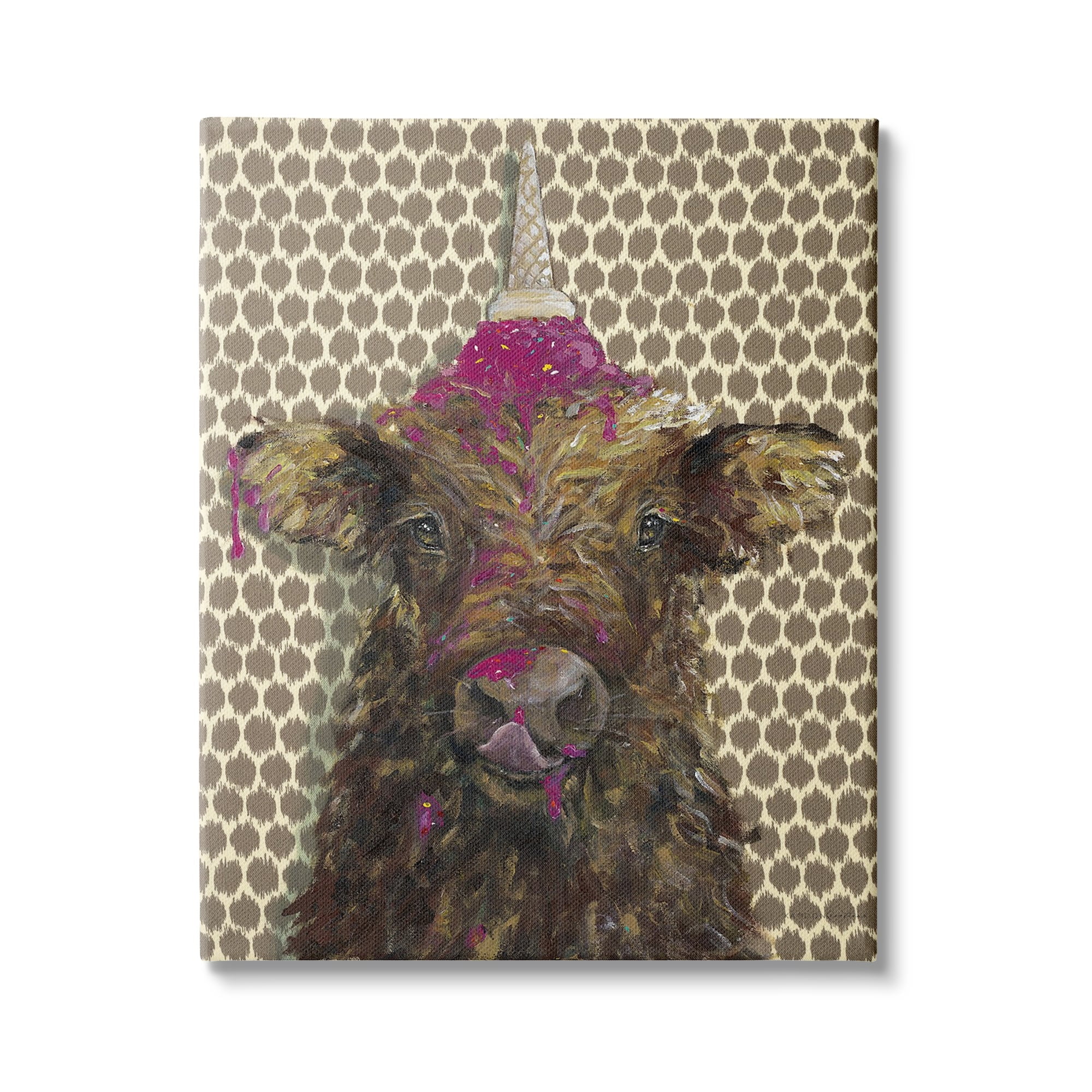 Stupell Industries Hungry Farm Cattle Melting Ice Cream Animal Pattern, 16 x 20, Design by Kamdon Kreations
