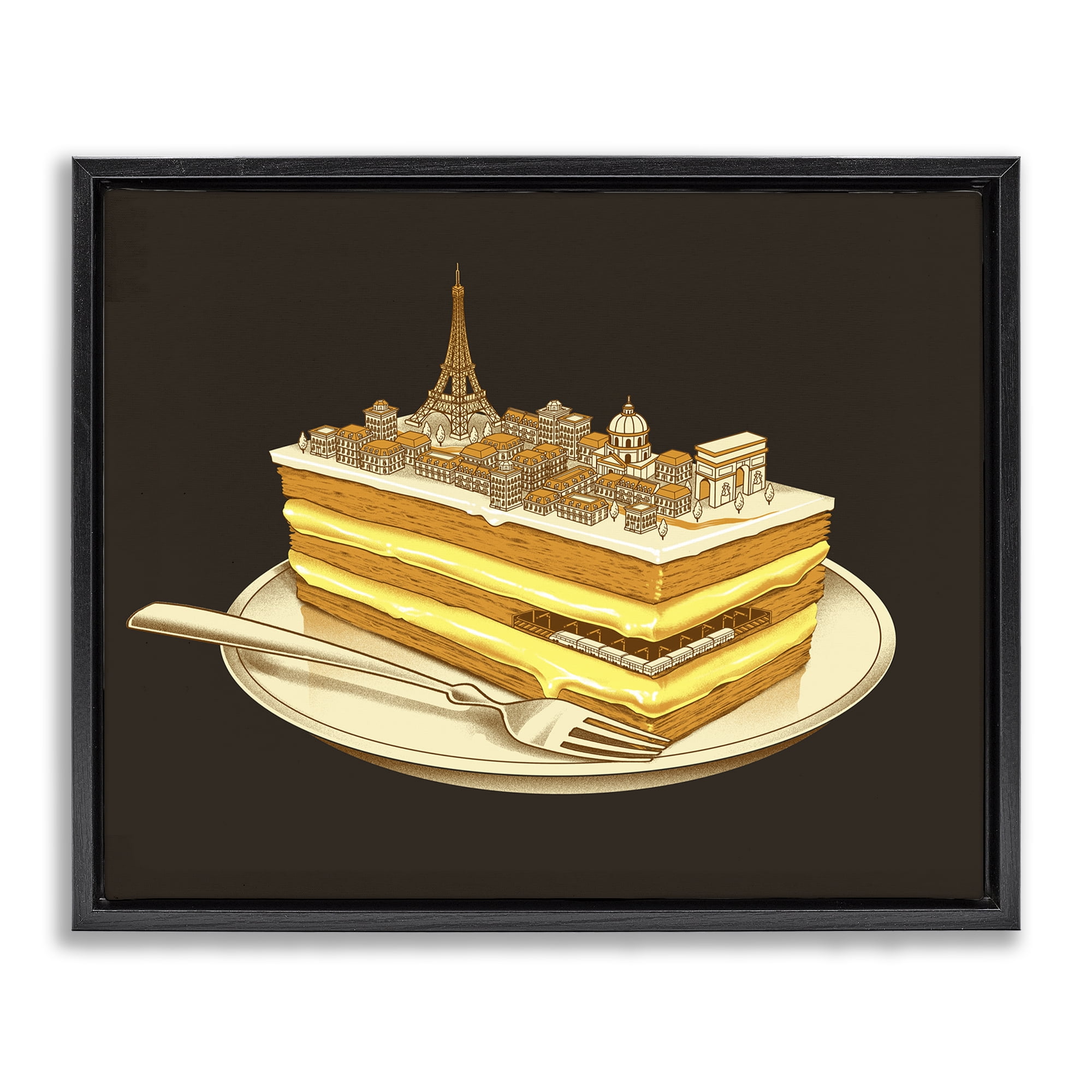 Stupell Industries Hungry For Travels Paris Black Framed Floater Canvas Wall Art, design by Tobe Fonseca