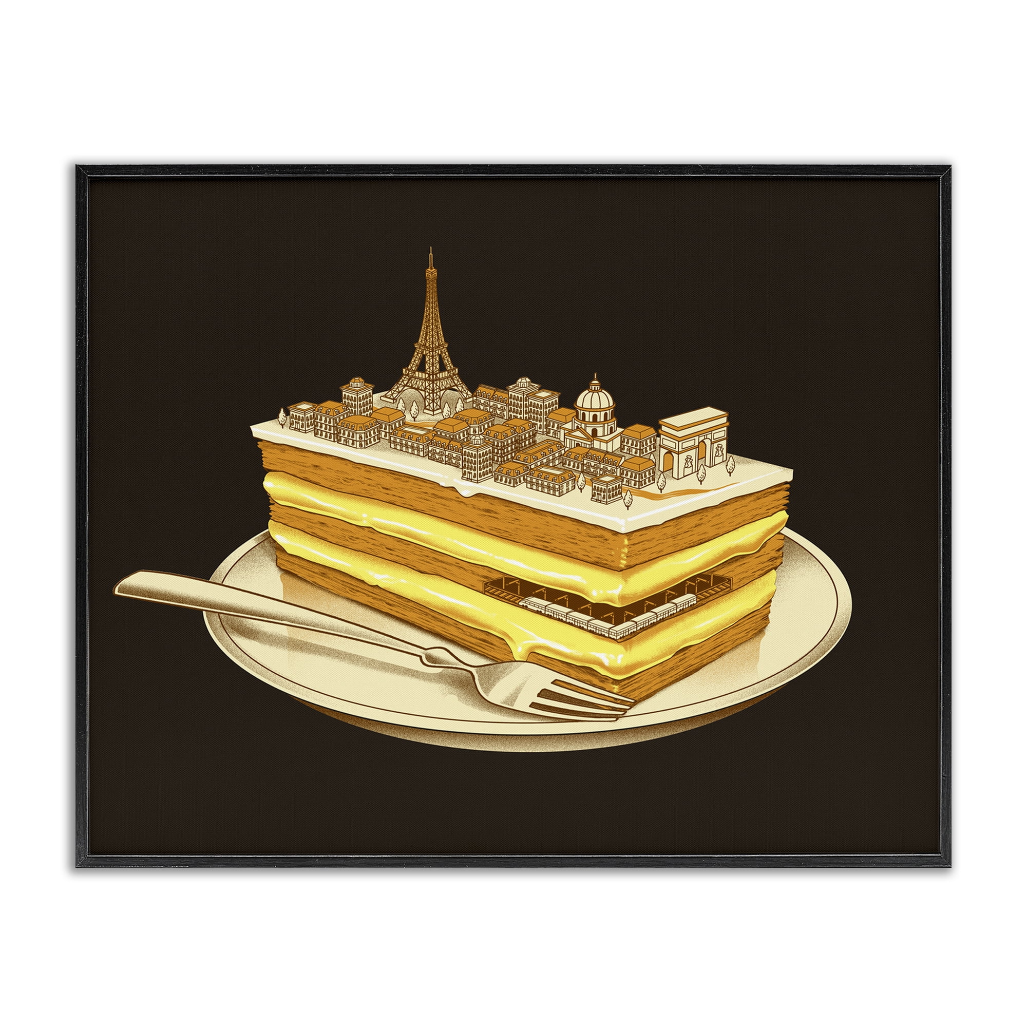 Stupell Industries Hungry For Travels Paris Black Framed Giclee Art, design by Tobe Fonseca