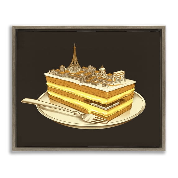 Stupell Industries Modern Hungry For Travels Paris Brown Floating Frame Canvas Art, 21 x 17, by Tobe Fonseca
