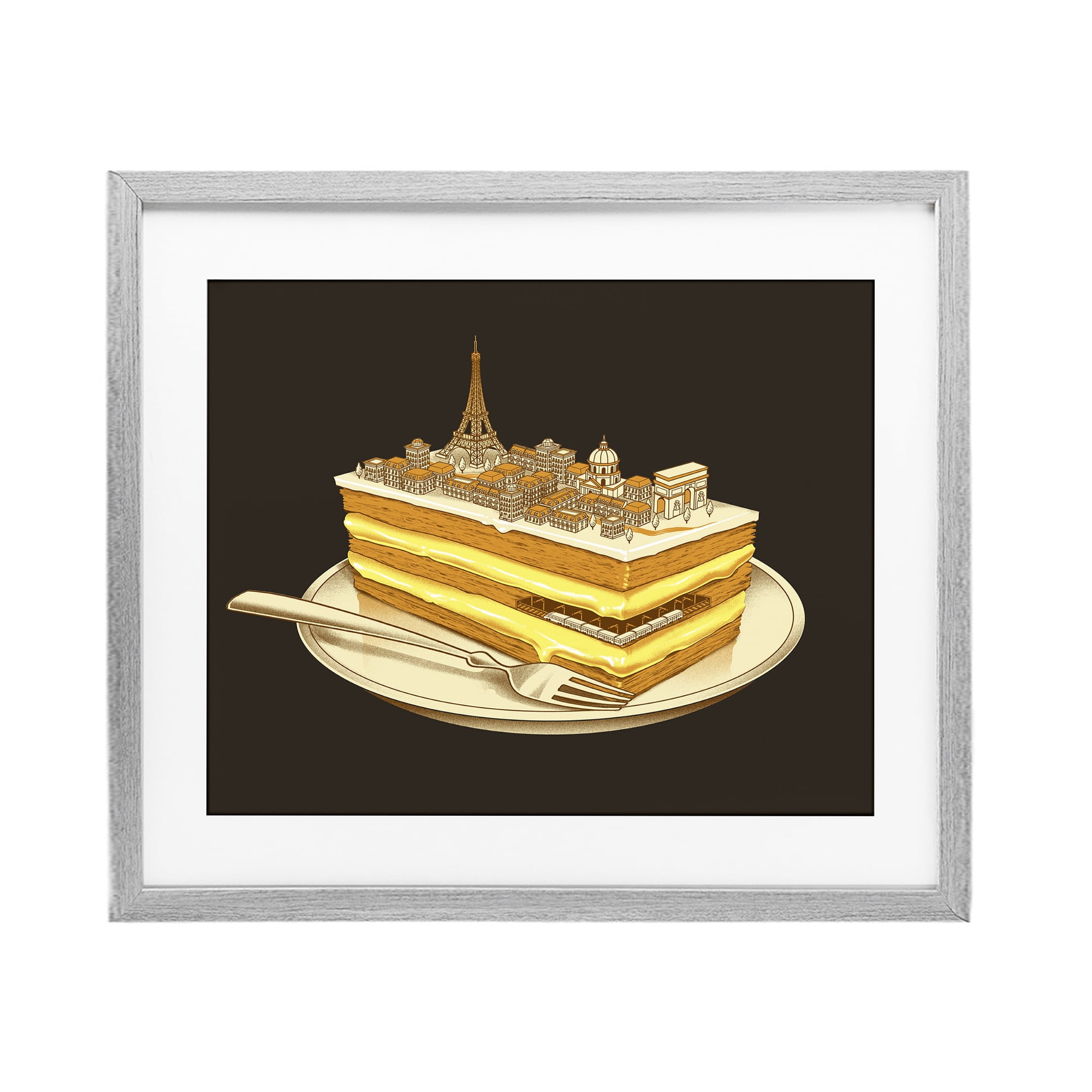 Stupell Industries Hungry For Travels Paris Gray Framed Print Under Glass, design by Tobe Fonseca