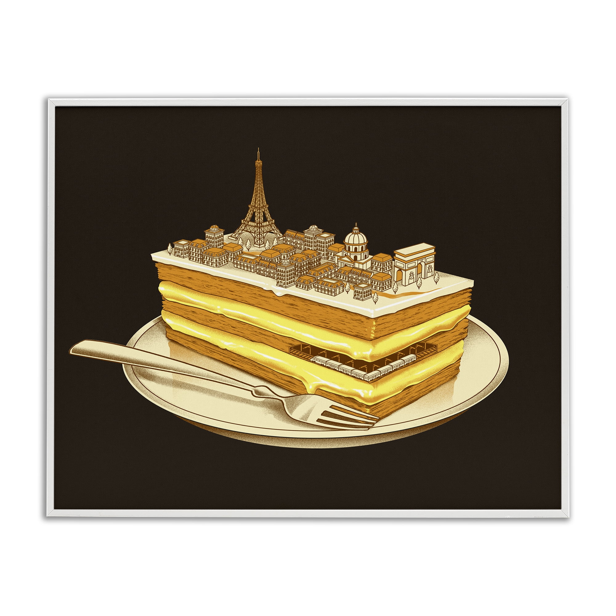 Stupell Industries Hungry For Travels Paris White Framed Giclee Art, design by Tobe Fonseca