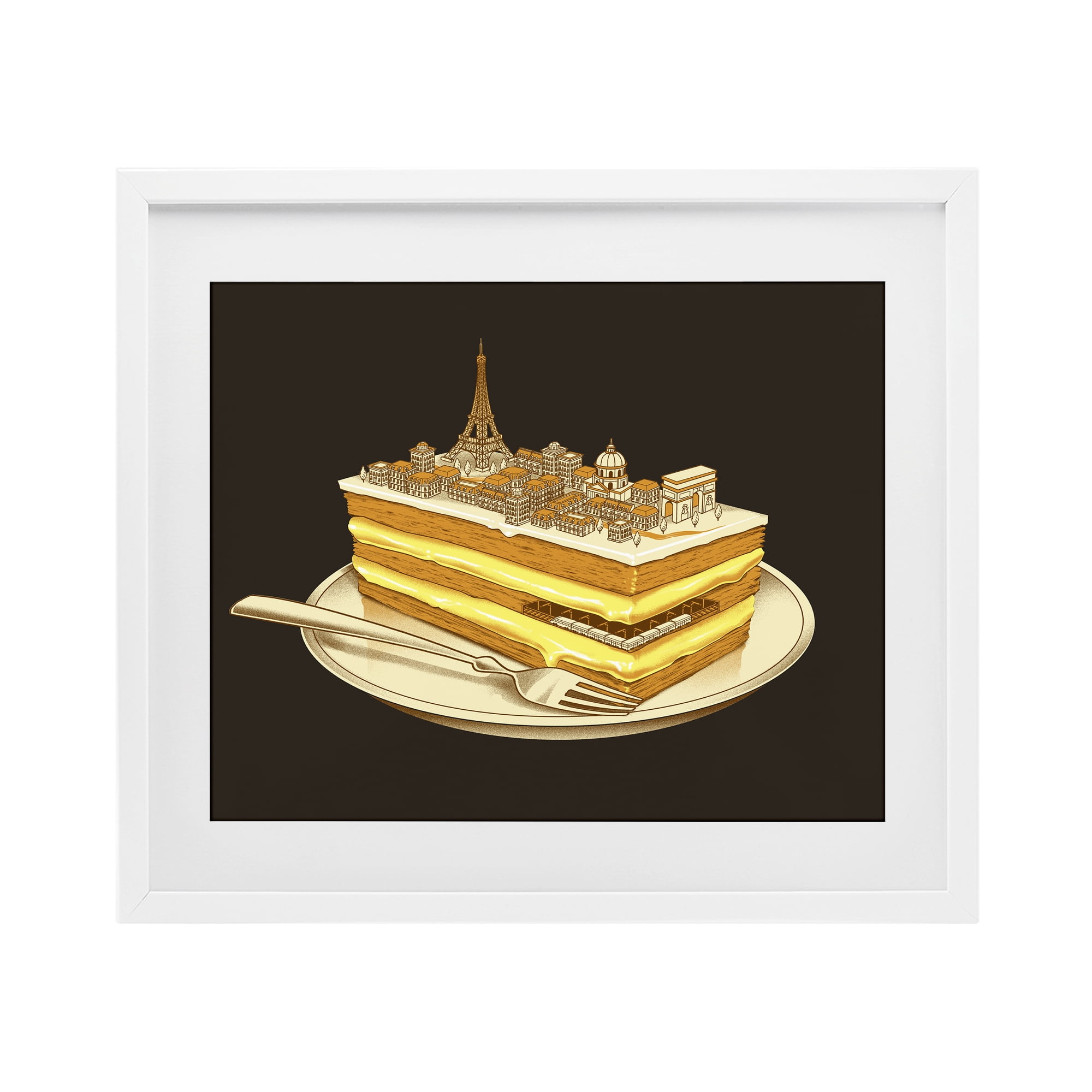 Stupell Industries Hungry For Travels Paris White Framed Print Under Glass, design by Tobe Fonseca