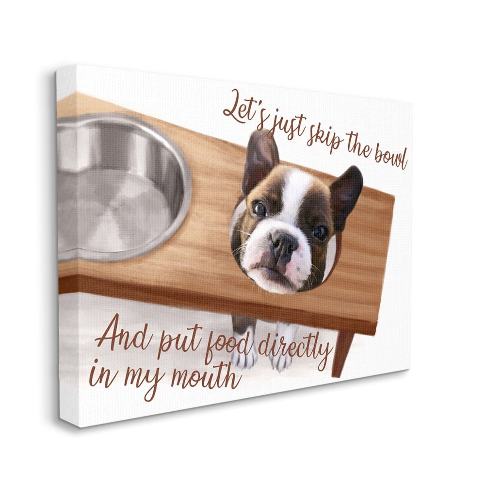 Stupell Industries Hungry French Bulldog Quote Family Pet Dinner Time Canvas Wall Art Design by Ziwei Li, 36" x 48"