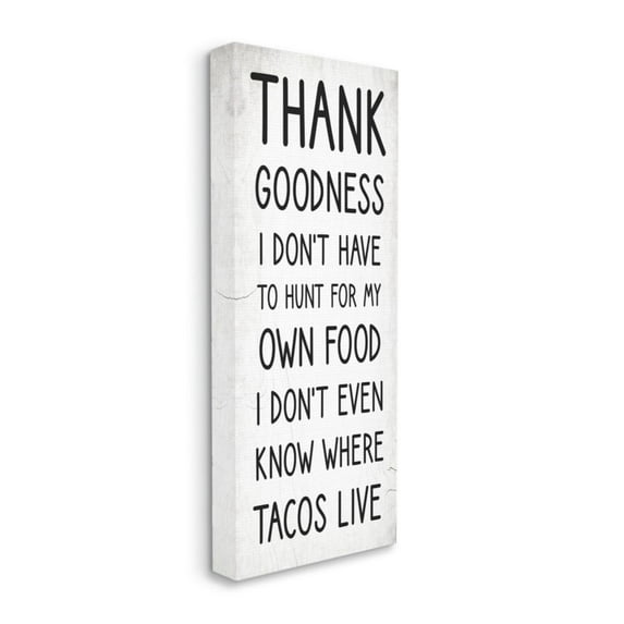 Stupell Industries Hunt For Tacos Funny Food Phrase Black White Design by Daphne Polselli, 13" x 30"