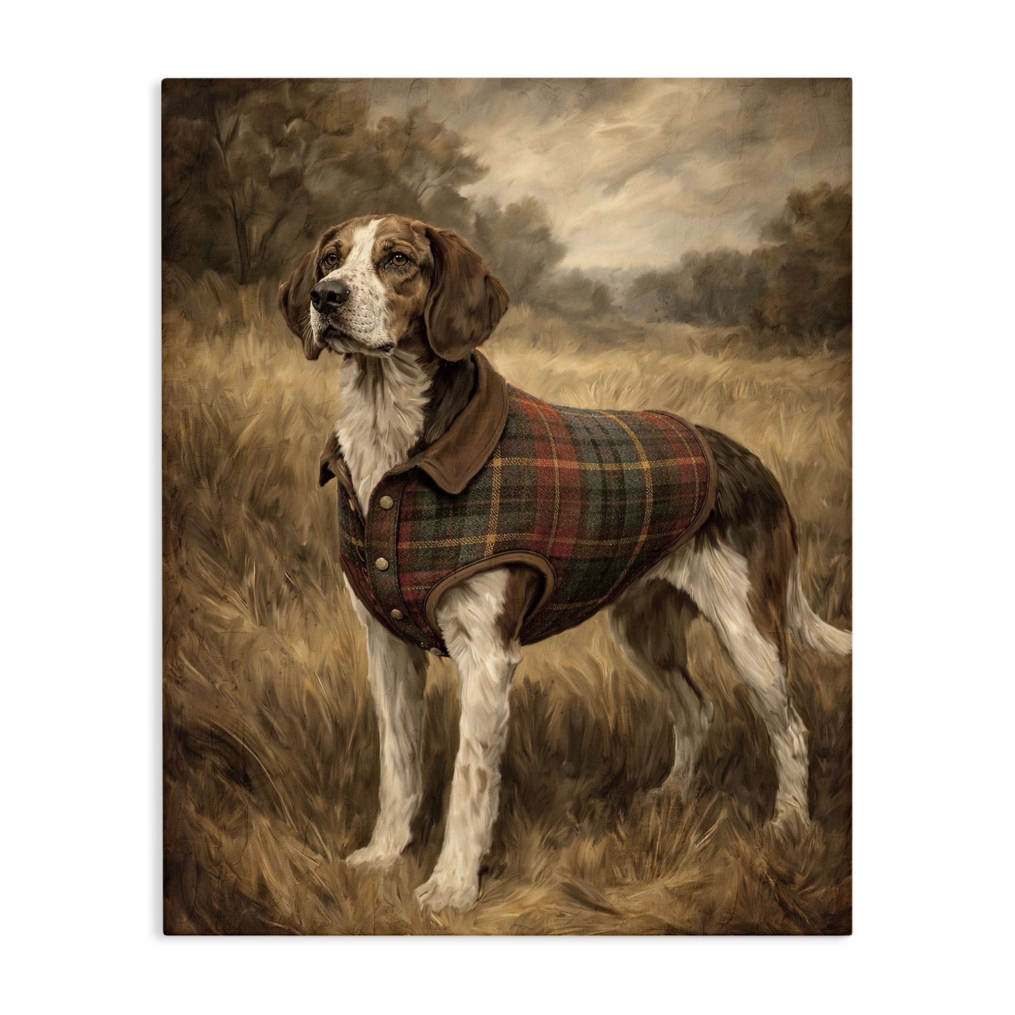 Stupell Industries Hunting Days Plaid Jacket Hound Canvas Wall Art, design by Kim Allen