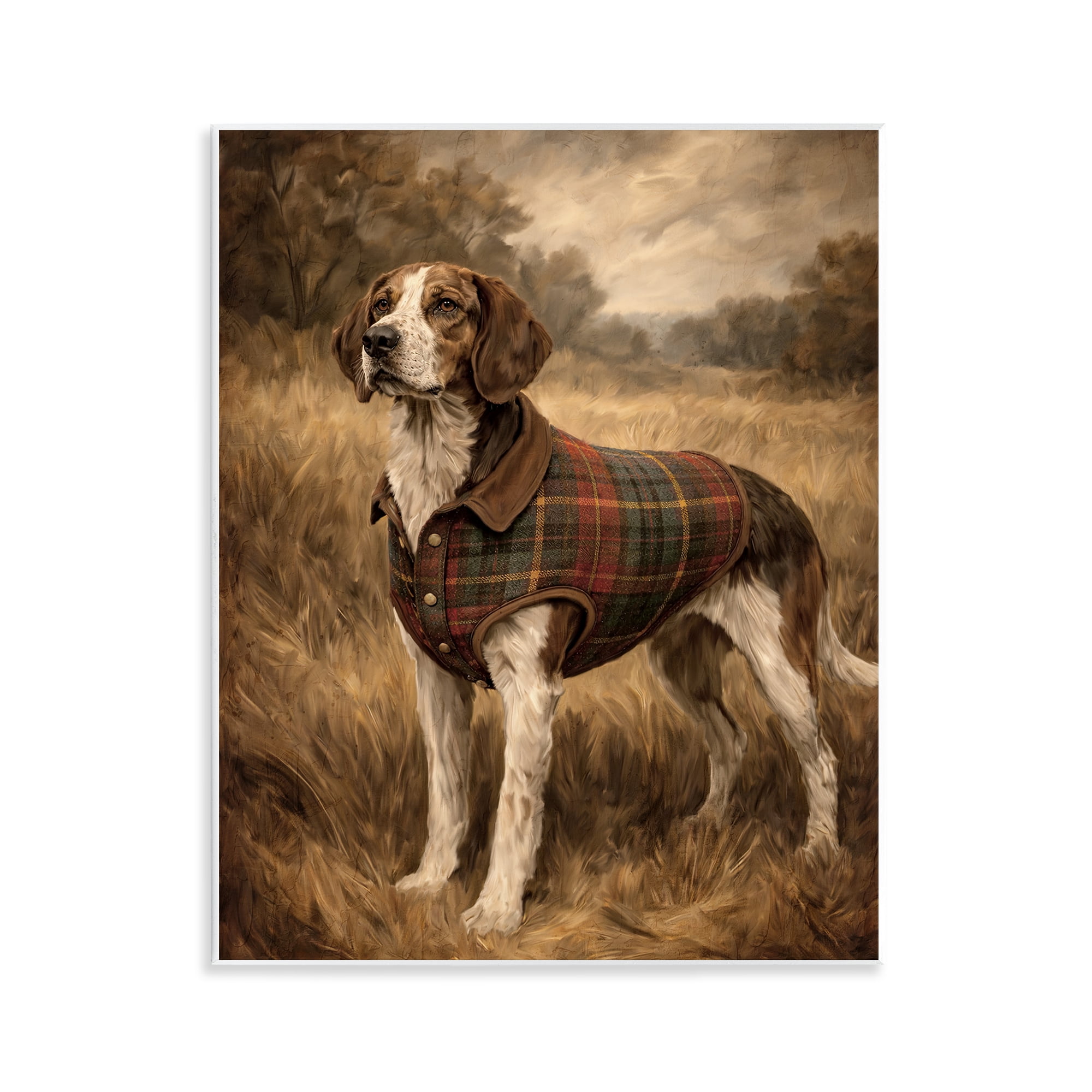 Stupell Industries Hunting Days Plaid Jacket Hound Wall Plaque Art, design by Kim Allen