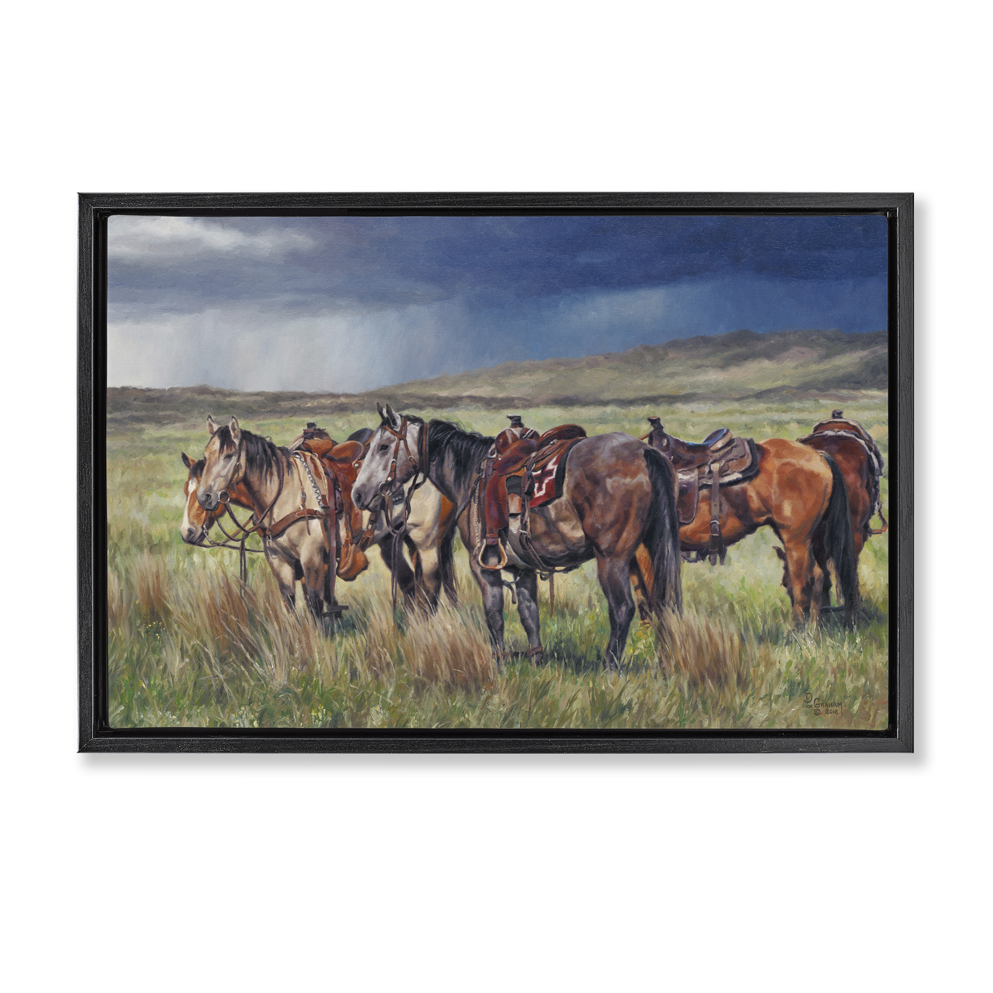 Stupell Industries Hurry Up & Wait Animals & Insects Painting Black Floater Framed Canvas Art Print Wall Art, 31 x 21