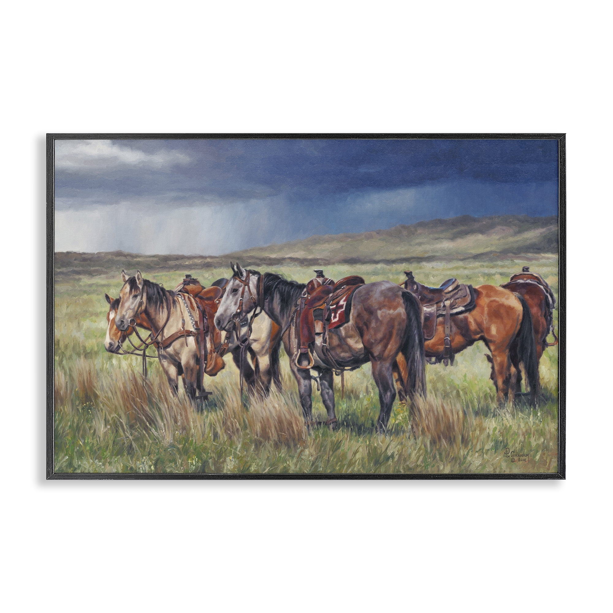 Stupell Industries Hurry Up & Wait Animals & Insects Painting Black Framed Art Print Wall Art, 30 x 20