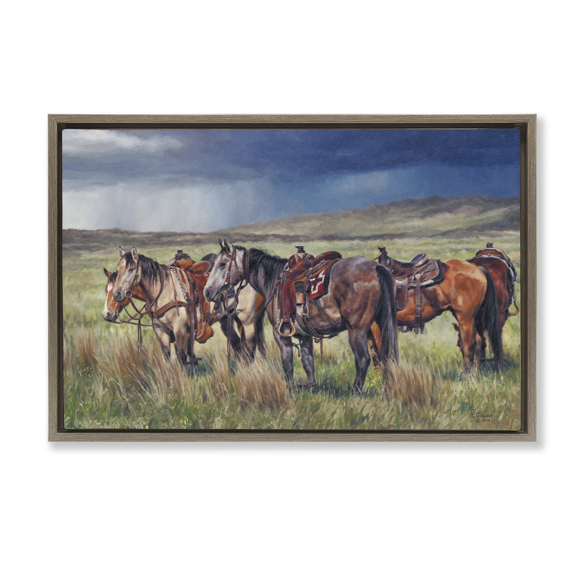 Stupell Industries Hurry Up & Wait Animals & Insects Painting Brown Floater Framed Canvas Art Print Wall Art, 31 x 21