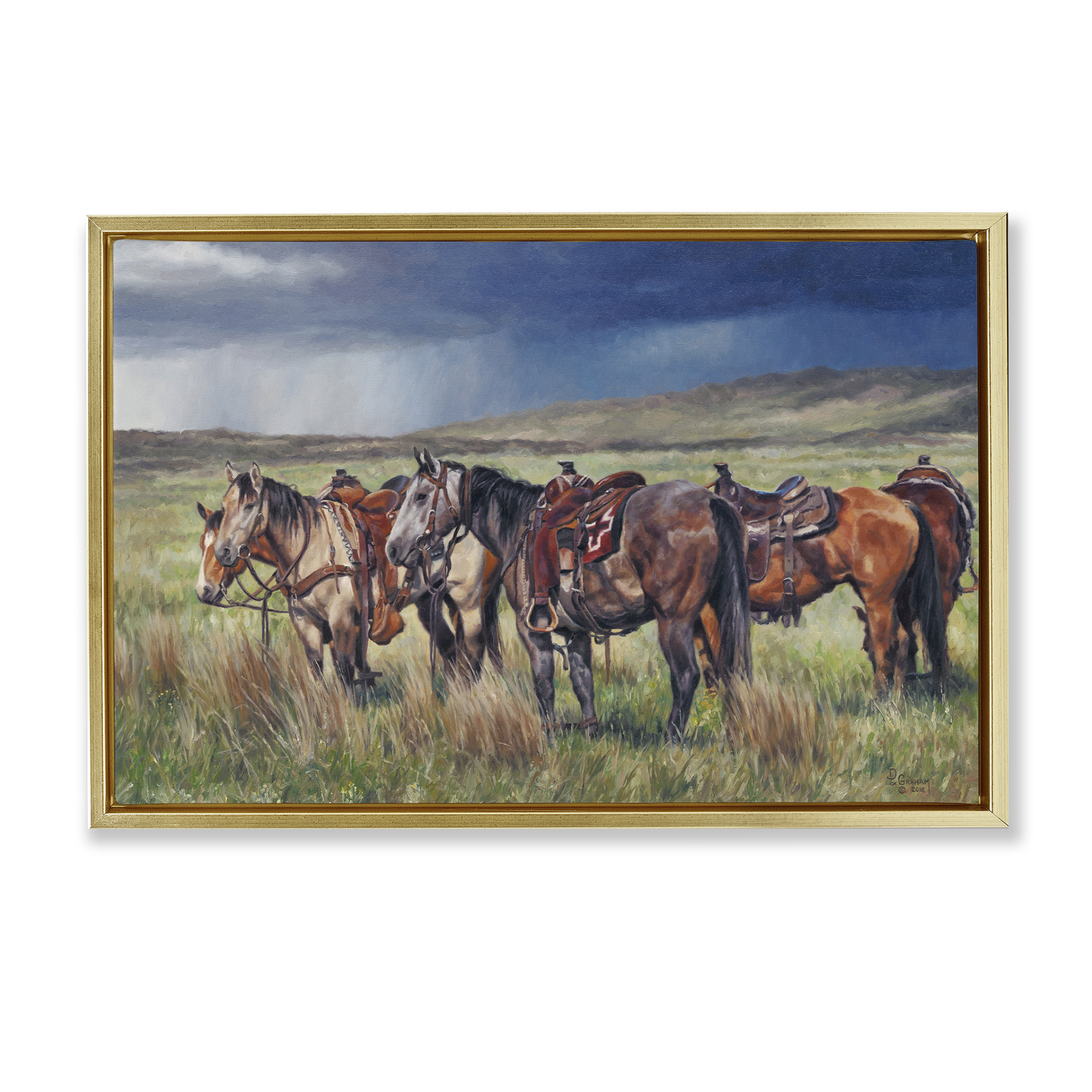 Stupell Industries Hurry Up & Wait Animals & Insects Painting Gold Floater Framed Canvas Art Print Wall Art, 31 x 21