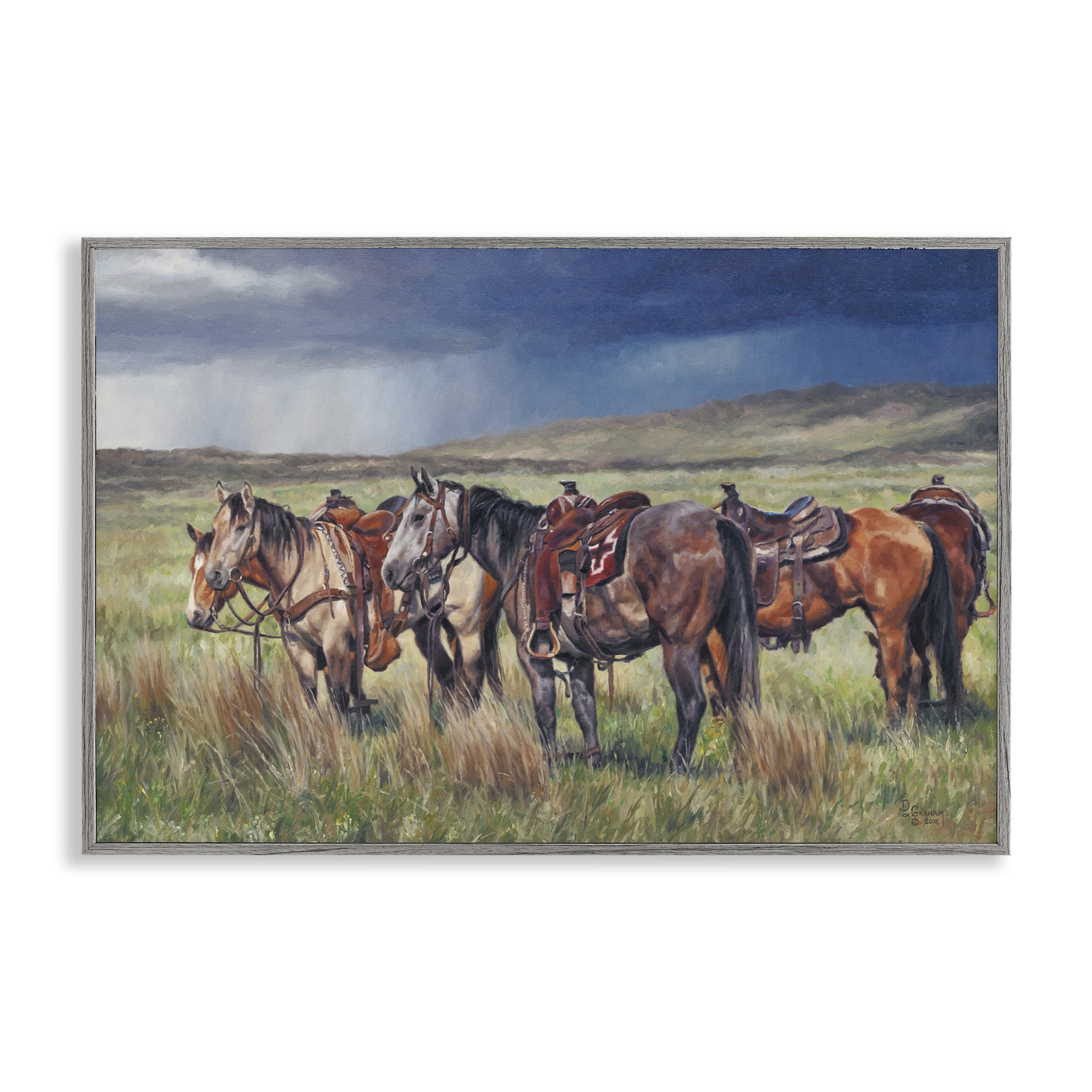 Stupell Industries Hurry Up & Wait Animals & Insects Painting Gray Framed Art Print Wall Art, 18 x 12