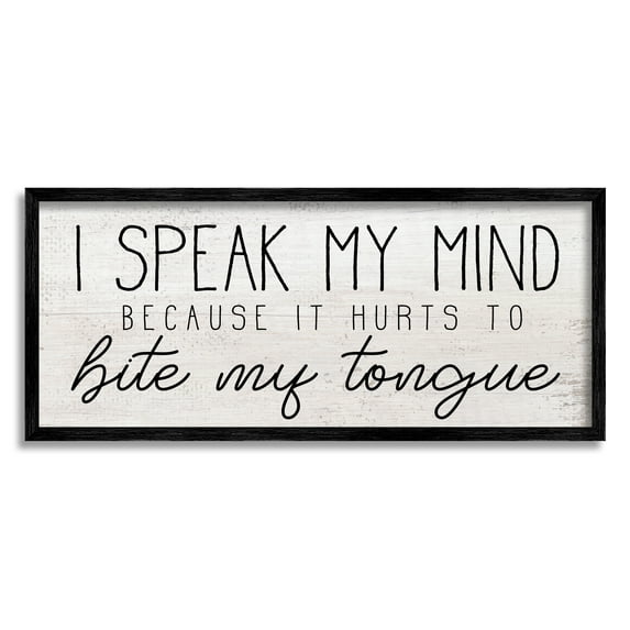 Stupell Industries Hurts to Bite My Tongue Funny Phrase, 30 x 13, Design by Daphne Polselli
