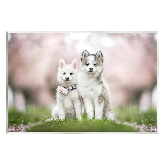 Stupell Industries Husky Puppies in Meadow Animals & Insects Painting Unframed Art Print Wall Art, 15 x 10