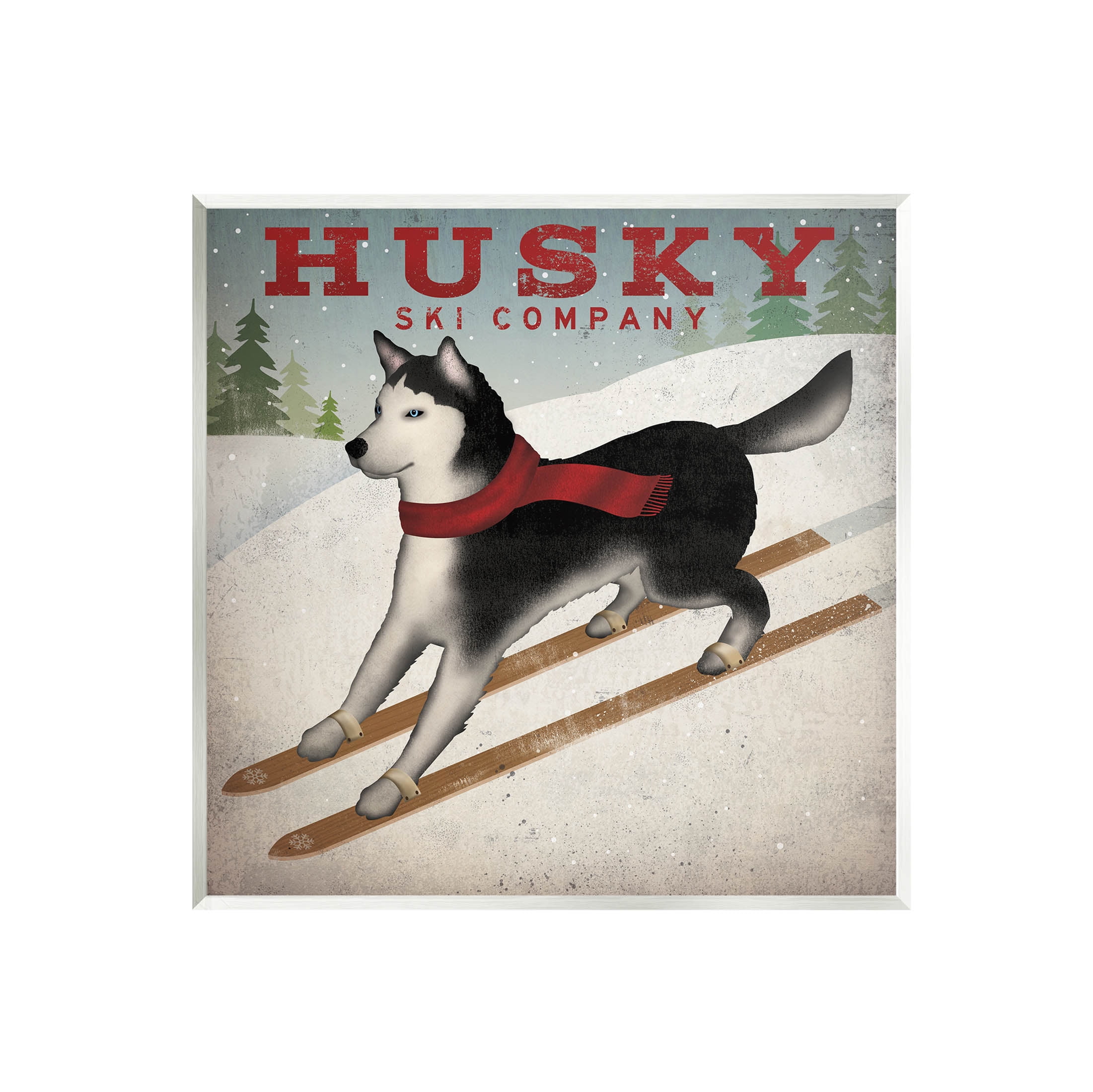 Stupell Industries Husky Ski Company Winter Slopes Dog Graphic Art Unframed Art Print Wall Art, Design by Ryan Fowler