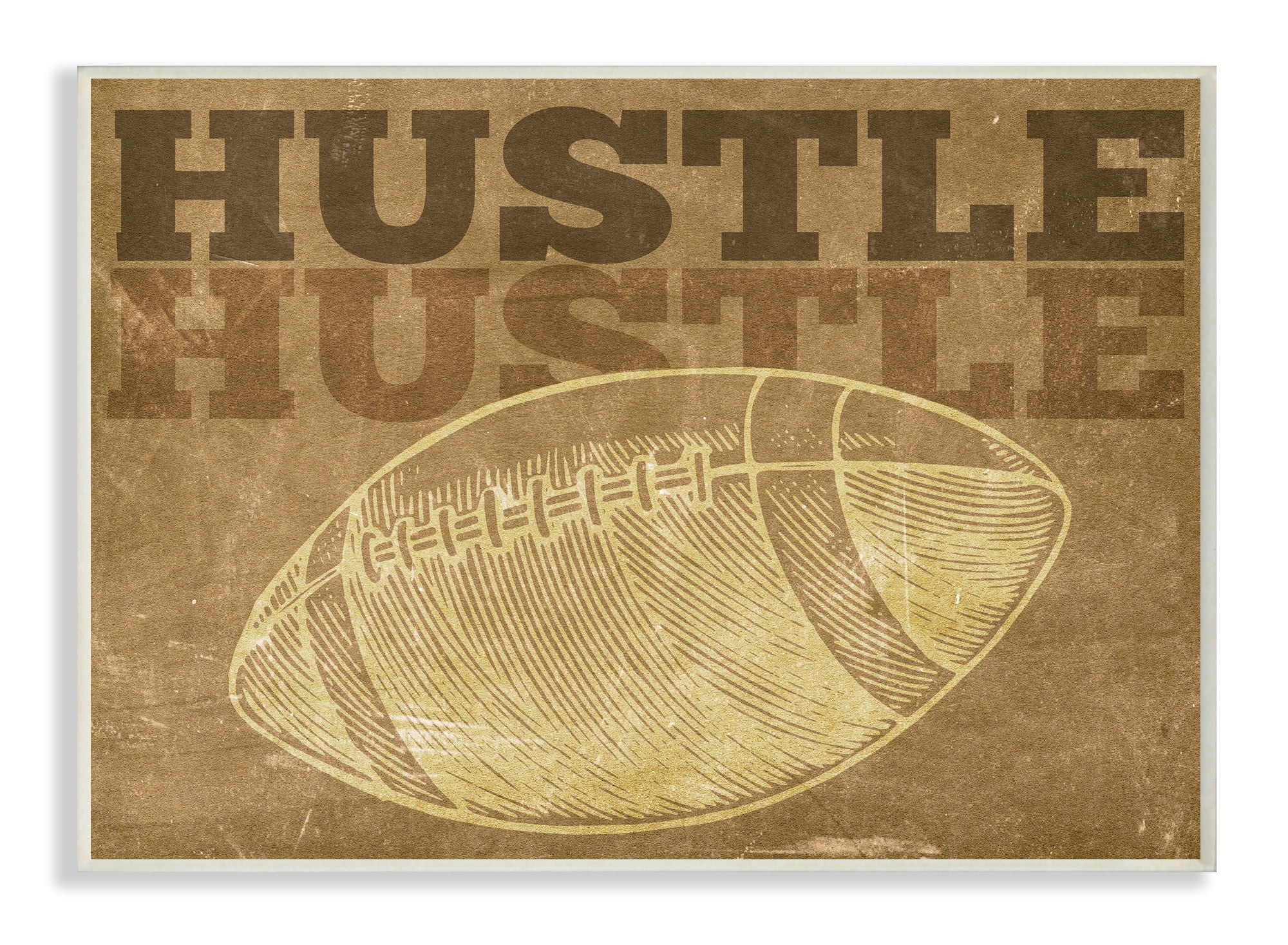 Stupell Industries Hustle Football Vintage Sports Sepia Design Graphic Art Unframed Art Print Wall Art, 10x15, by The Saturday Evening Post