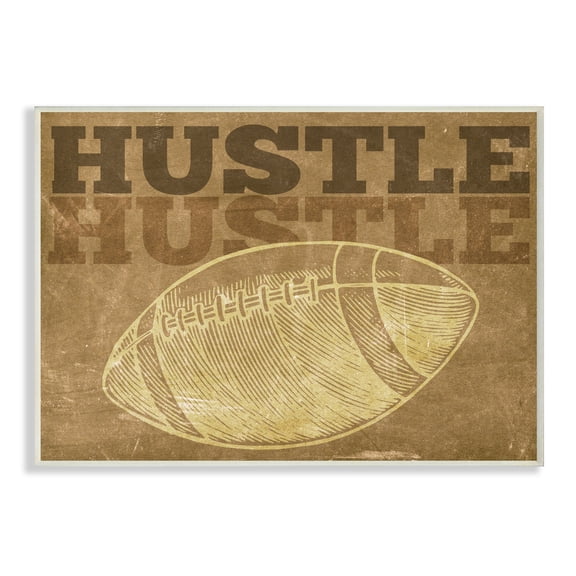 Stupell Industries Hustle Football Vintage Sports Sepia Design Graphic Art Unframed Art Print Wall Art, 10x15, by The Saturday Evening Post