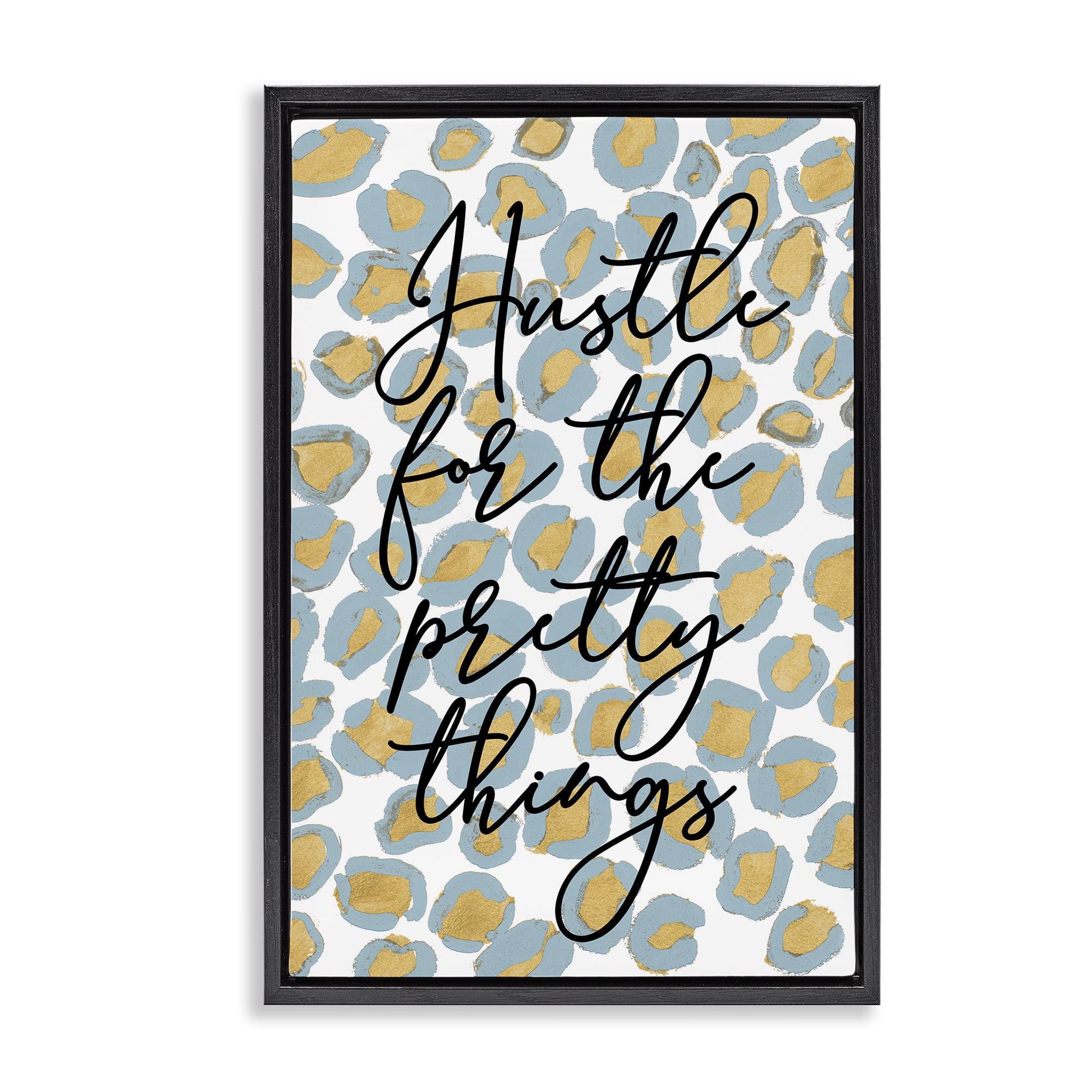 Stupell Industries Hustle For Pretty Things Typography Painting Black Floater Framed Art Print Wall Art, 17 x 25