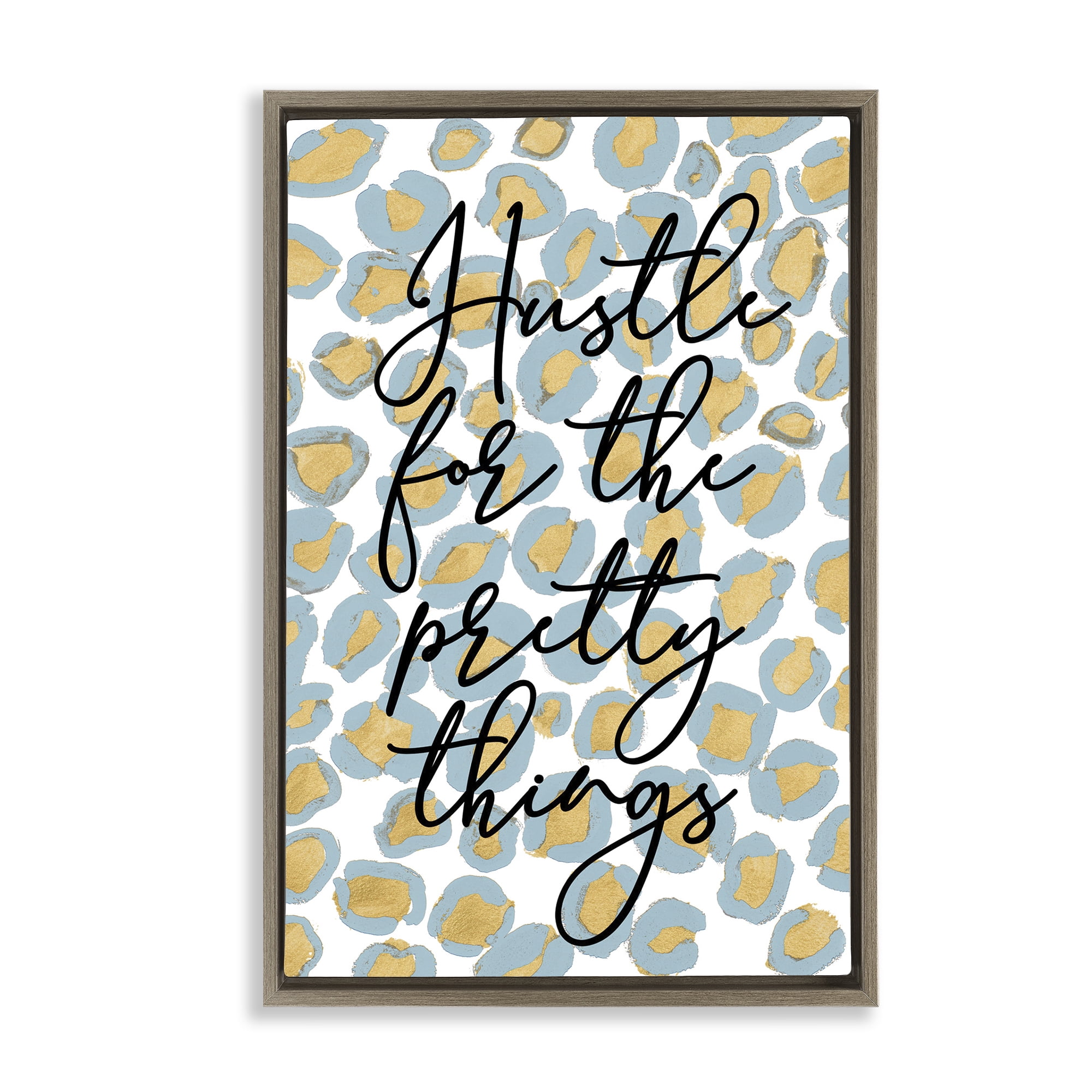 Stupell Industries Hustle For Pretty Things Typography Painting Brown Floater Framed Art Print Wall Art, 17 x 25