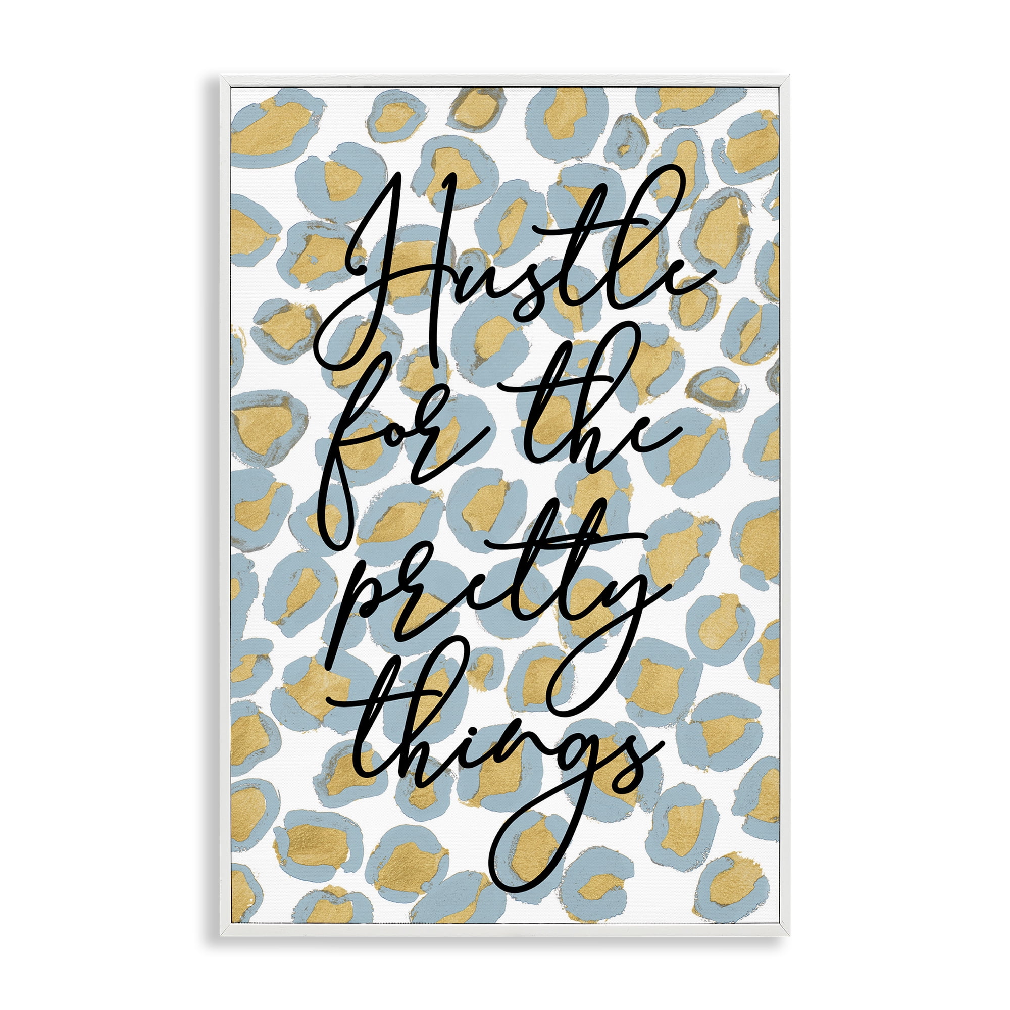 Stupell Industries Hustle For Pretty Things Typography Painting White Framed Art Print Wall Art, 16 x 24