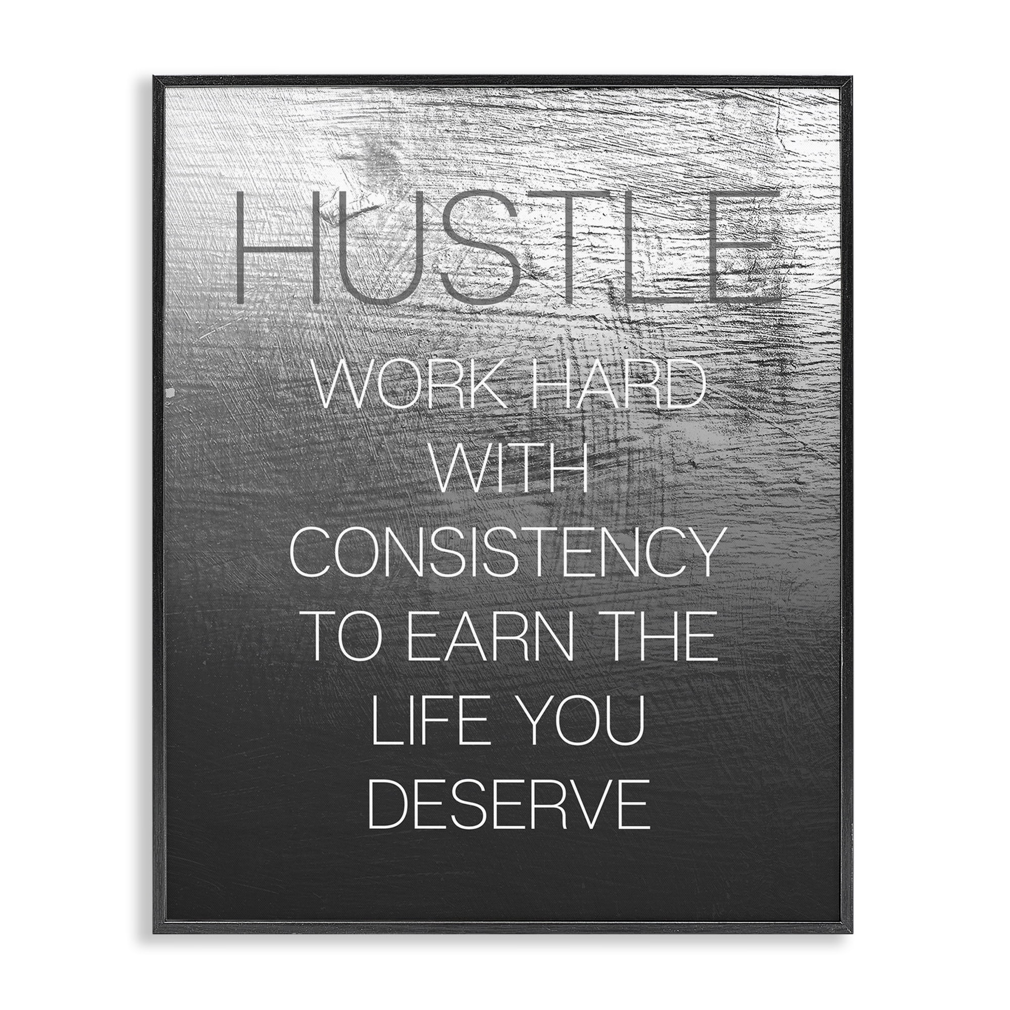 Stupell Industries Hustle Motivational Definition Text & Numbers Painting Black Framed Art Print Wall Art, 11 x 14
