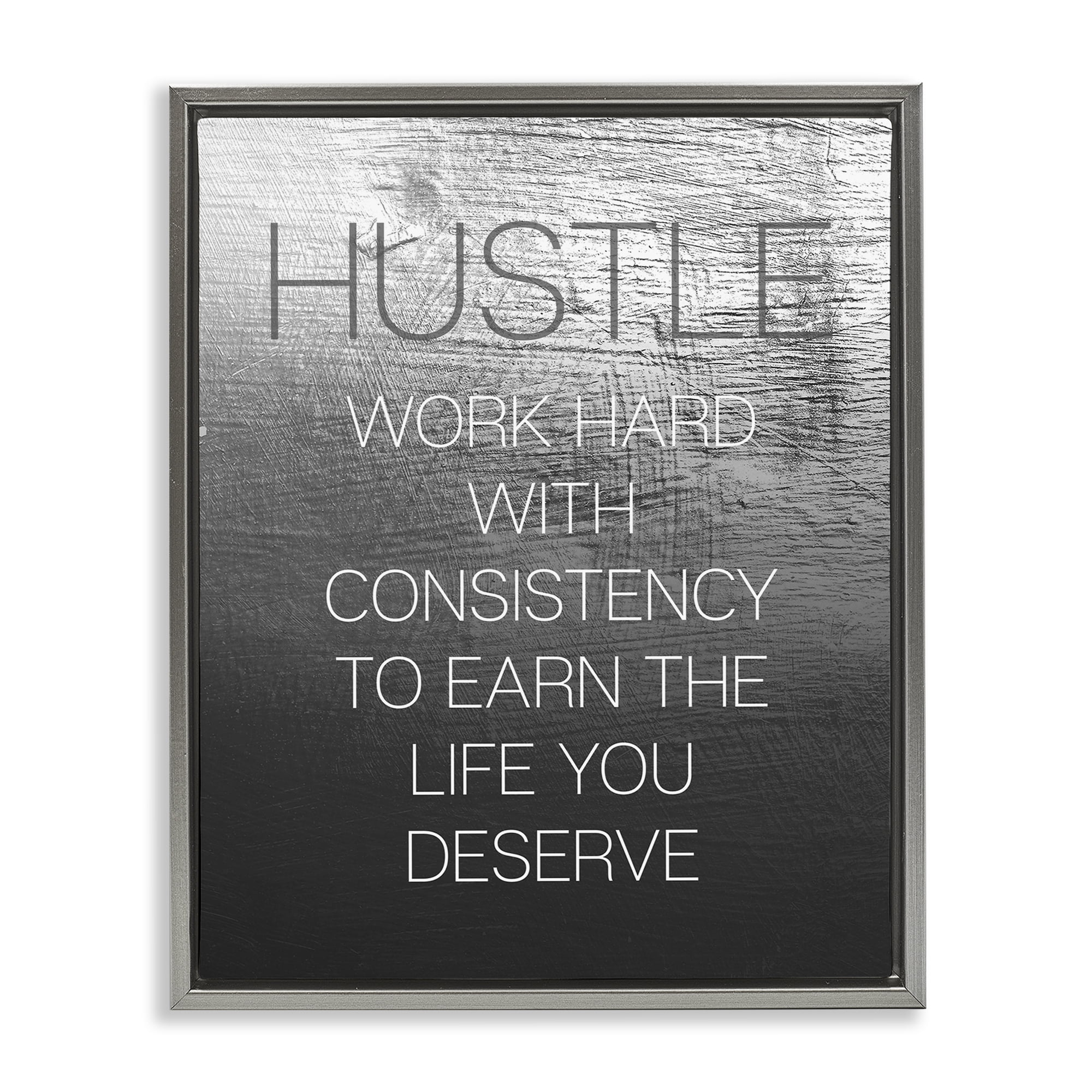 Stupell Industries Hustle Motivational Definition Text & Numbers Painting Gray Floater Framed Canvas Art Print Wall Art, 17 x 21