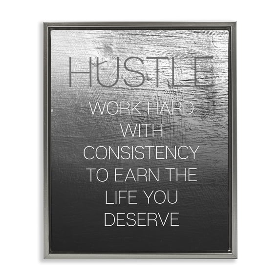 Stupell Industries Contemporary Hustle Motivational Definition Gray Floating Frame Canvas Art, 17 x 21, by Lil' Rue