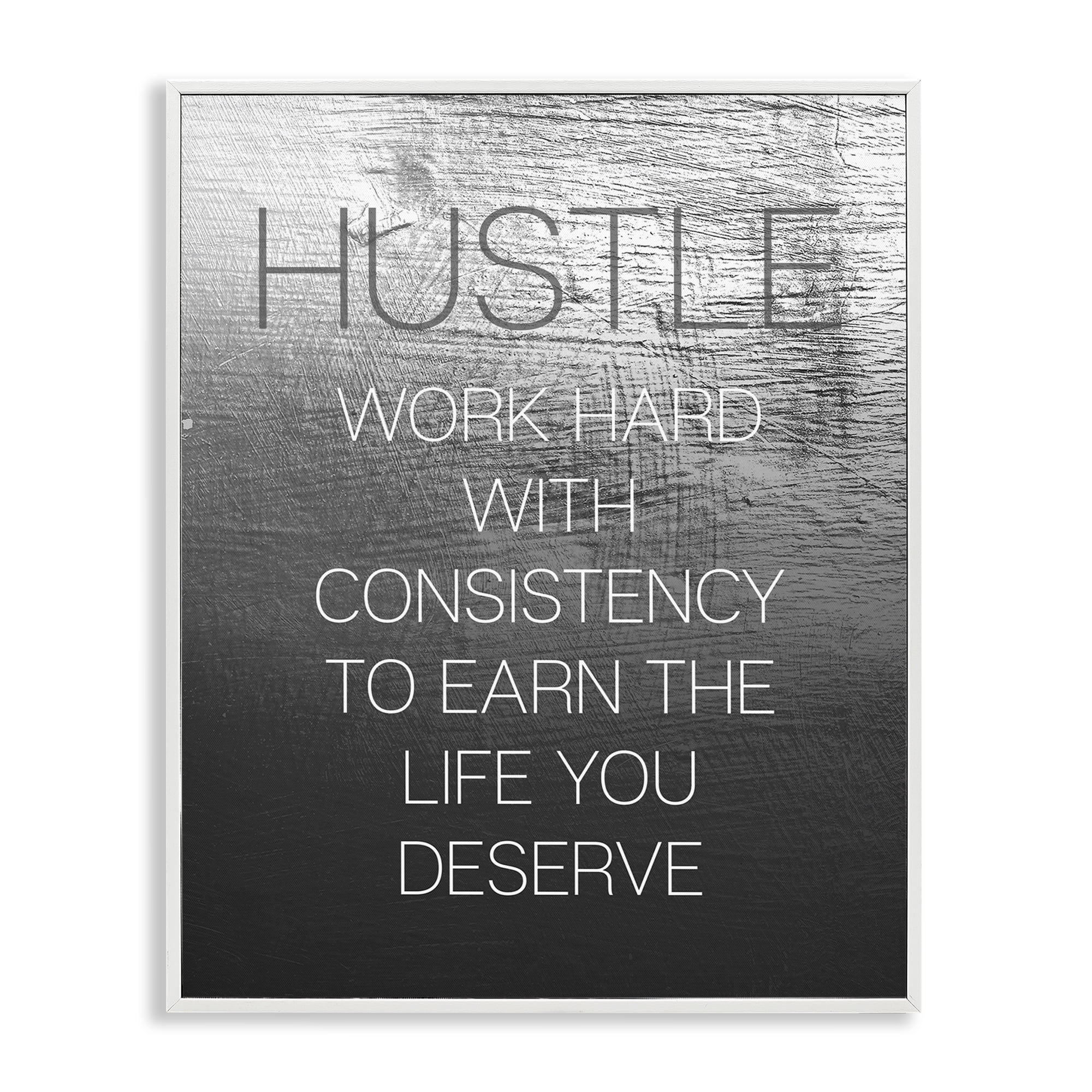 Stupell Industries Hustle Motivational Definition Text & Numbers Painting White Framed Art Print Wall Art, 16 x 20