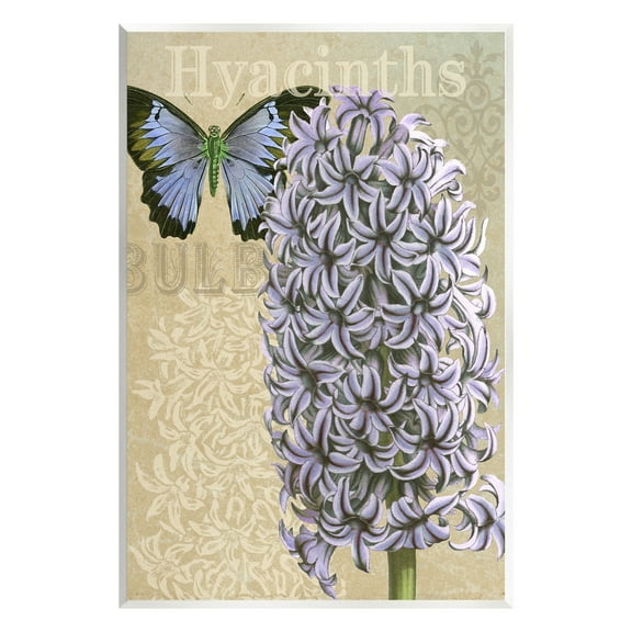 Stupell Industries Hyacinth Pattern & Butterfly Botanical & Floral Painting Unframed Art Print Wall Art, 10 x 15